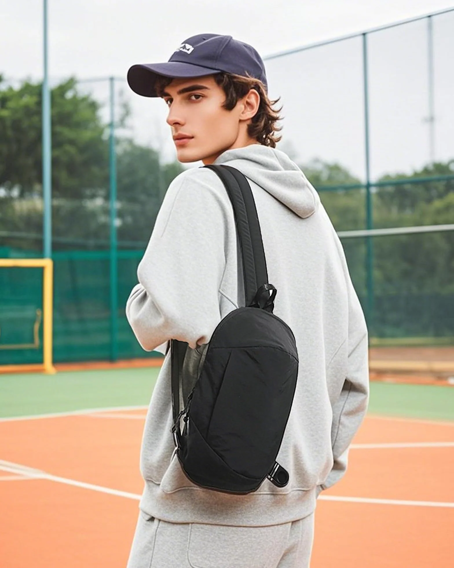 Torba na ramię Plecak Mały Sling Bag Crossbody Bieganie Torba na siłownię Antykradzieżowa Kobiety Mężczyźni Praca Zakupy Podróże, czarne