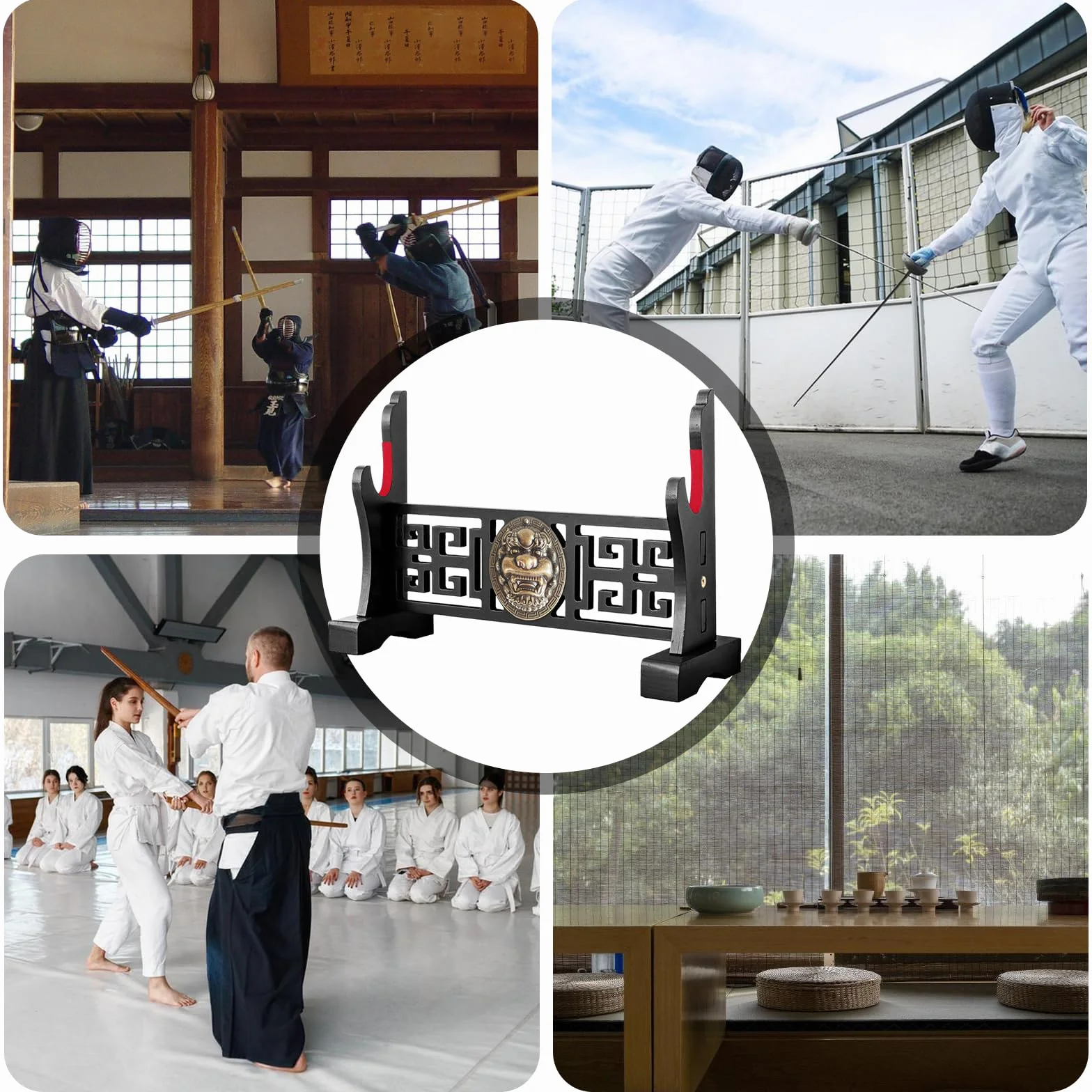 BORDEAG Uchwyt na miecz Katana Uchwyt ścienny Stojak na miecz, Uchwyt Katana Stojak Katana Uchwyt Katana Z Wyściełanym Stojakiem na Miecz Wieszak Displayowy Stojak Displayowy na Miecz Samurajski 1