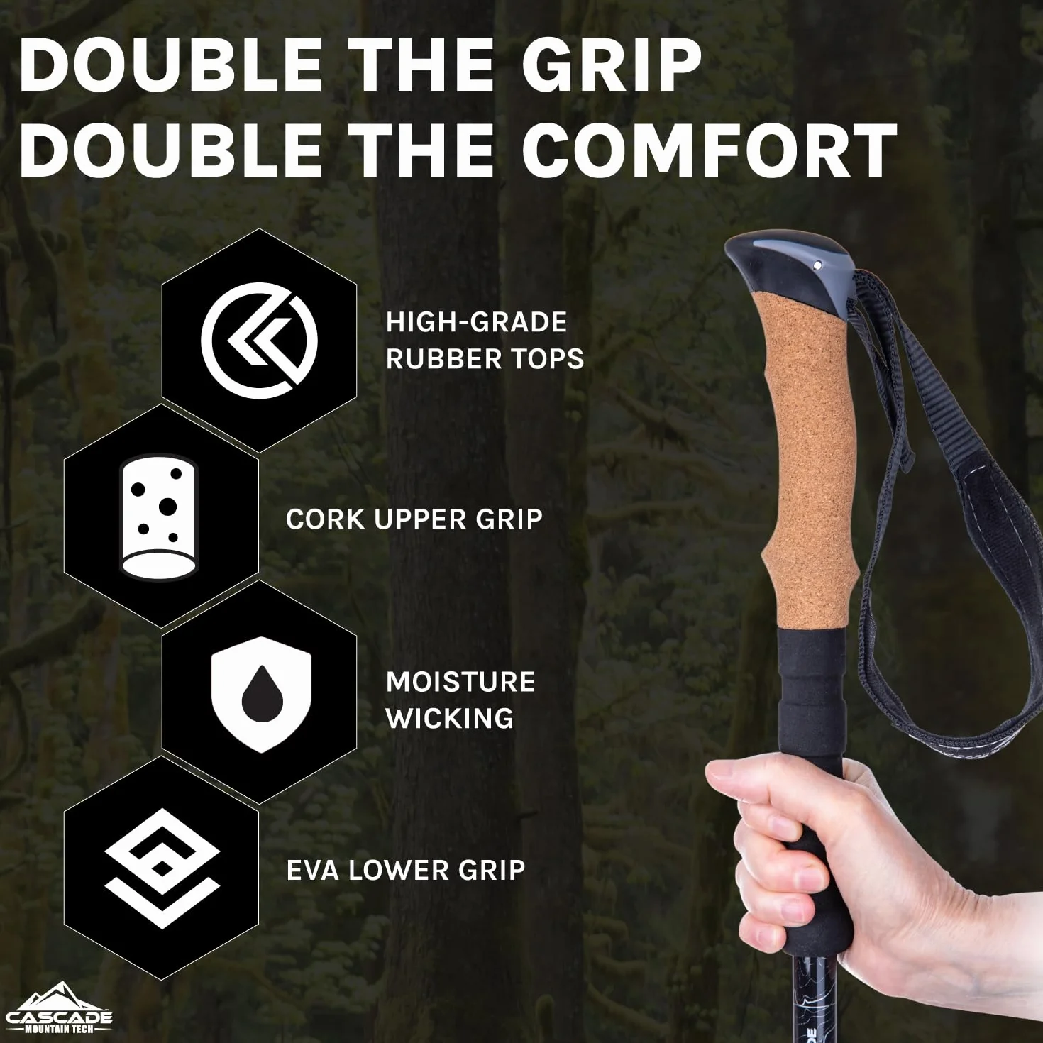 Cascade Mountain Tech Aluminiowe regulowane kijki trekkingowe - lekka szybka blokada kij do chodzenia lub wędrówek - 1 zestaw (2 drążki)