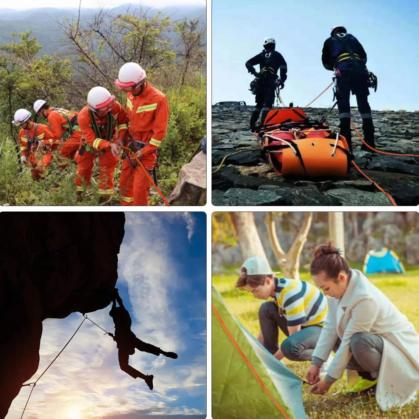 Lina wspinaczkowa 10,5 mm z dwoma metalowymi karabińczykami – certyfikowana UIAA/CE – 1200 kg, nylon – do alpinizmu, ratownictwa, asekuracji (10 m,pomarańczowy)