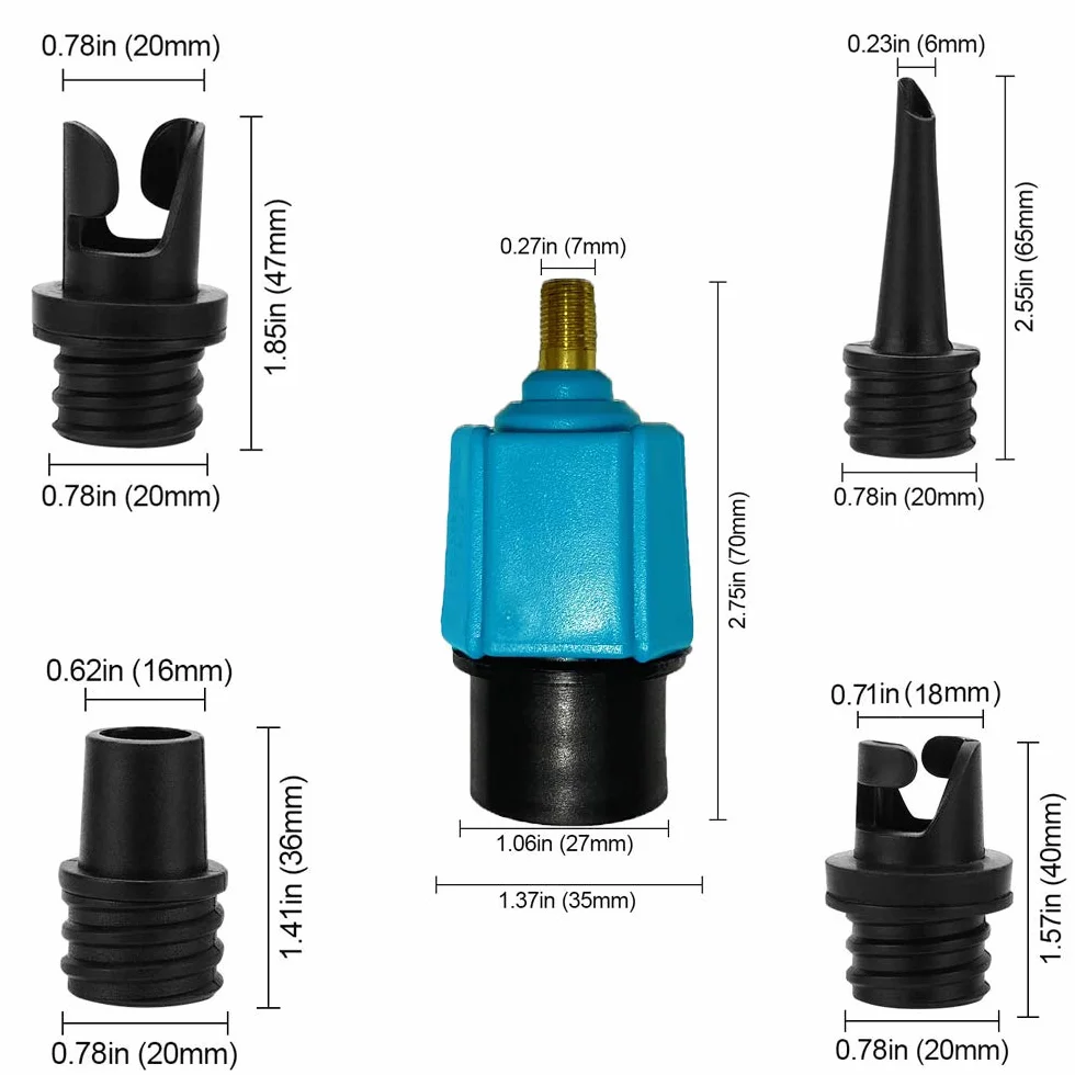 adapter do pompy, nadmuchiwany konwerter zaworów powietrza z 4 dyszami gazowymi do pontonów/deski SUP, nadmuchiwanego łóżka/pontonu, adapter do wentylu sup do sprężarki