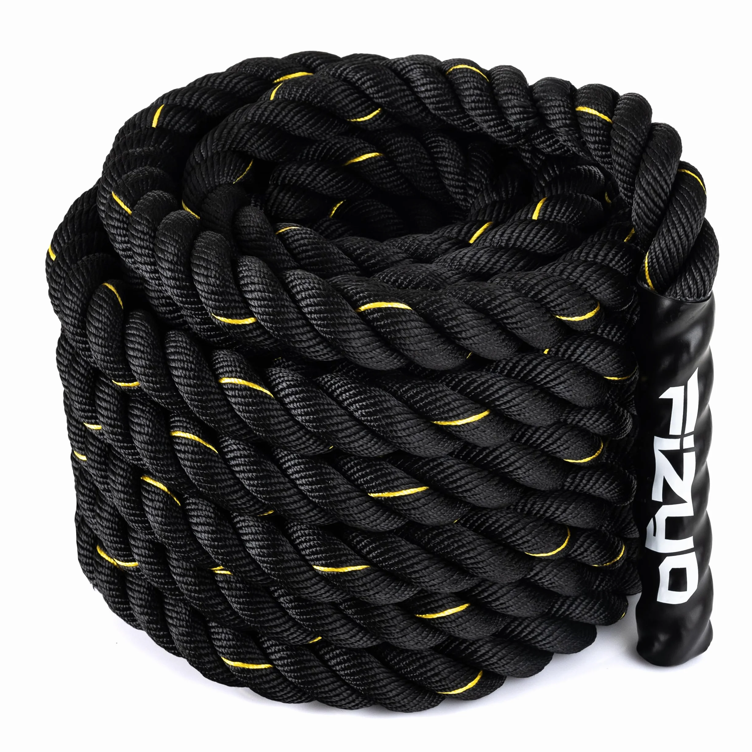 Fizyo Profesjonalna Lina Treningowa z Powlekanymi Końcówkami 9m - Battle Rope do Treningu Funkcjonalnego, Siłowego, Wytrzymałościowego i Koordynacyjnego, Uderzeniowa Lina Zamachowa do Ćwiczeń