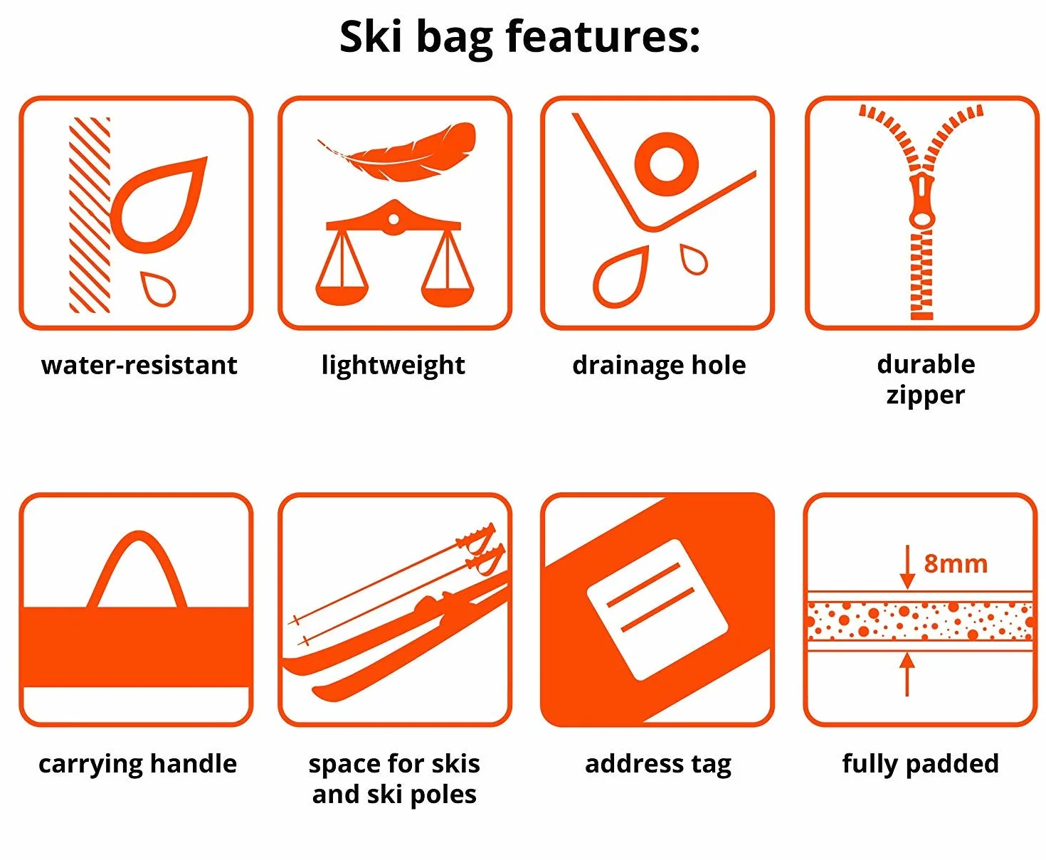 SnowSport Prestige Double Ski Bag na 2 pary nart i kijków narciarskich – gruba wyściółka