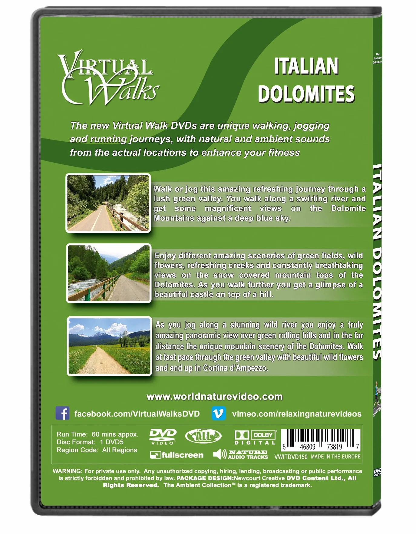 Wirtualne spacery - Włoskie Dolomity na spacery halowe, Treadmill and Cycling Workouts