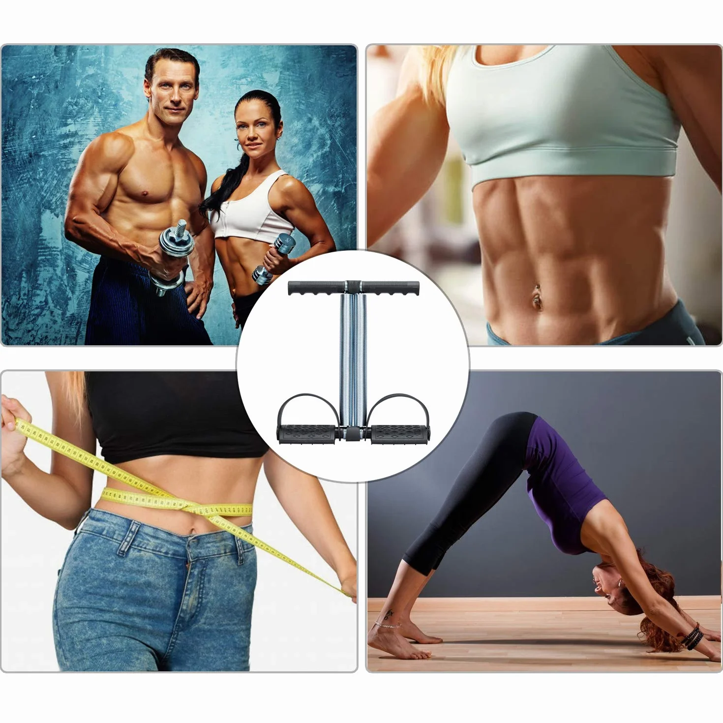 Ekspander do fitnessu z podwójnym sprężynowym naciągiem, czarna lina do podciągania