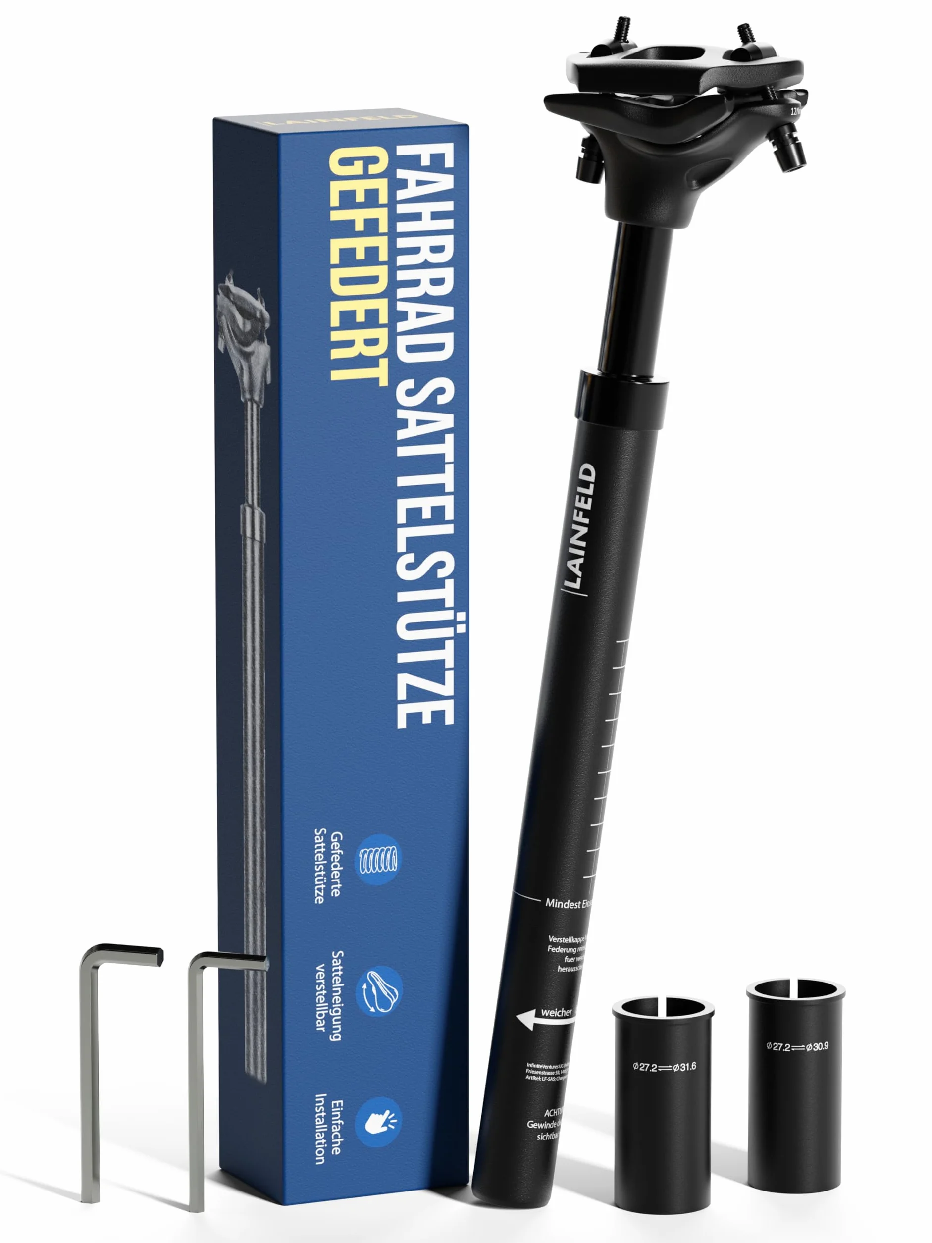 LAINFELD Sztyca podsiodłowa sprężynowa 27,2 mm 30,9 mm 31,6 mm regulowana MTB E-Bike