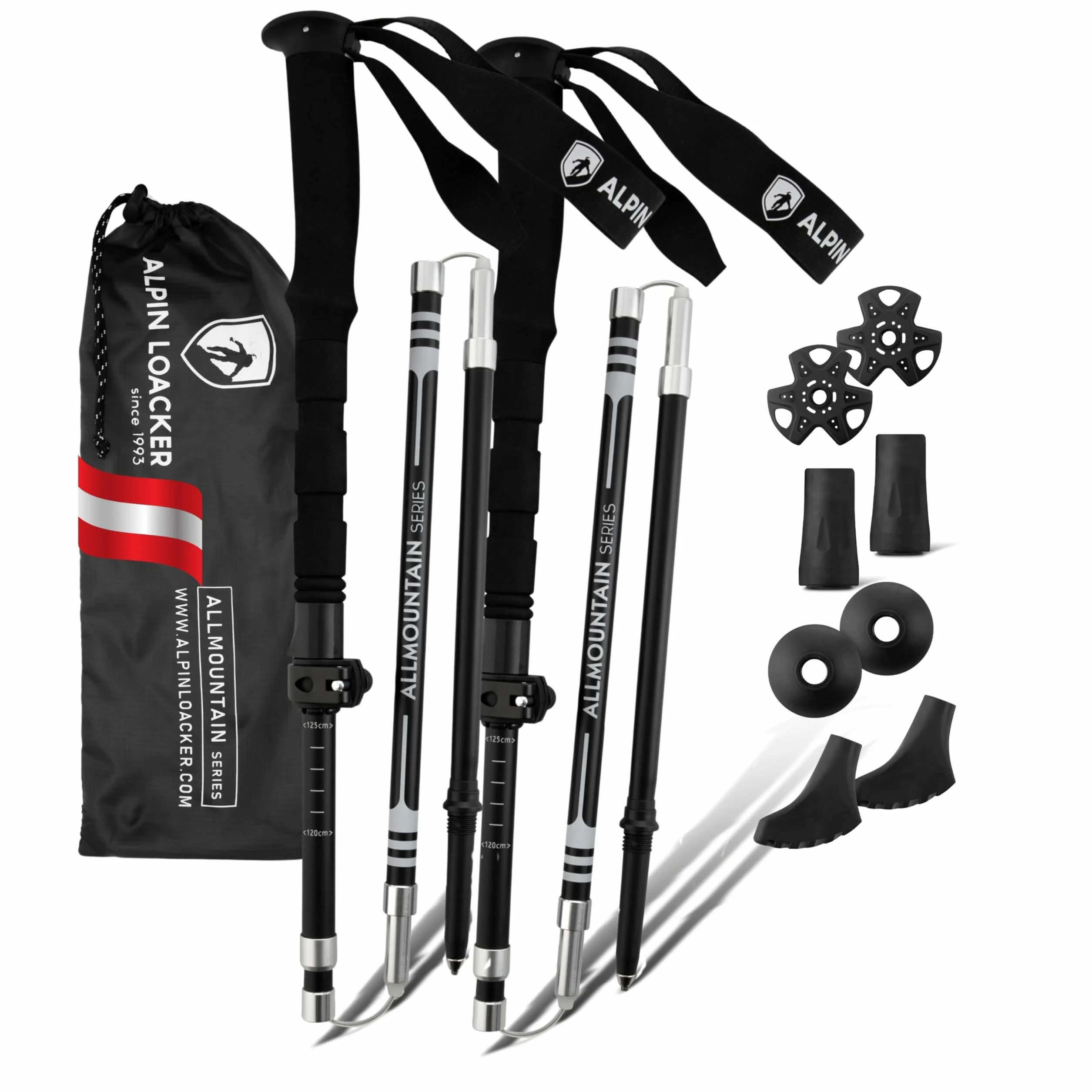 Alpin Loacker Kije turystyczne Carbon Pro Series składane kije trekkingowe z korkową rękojeścią