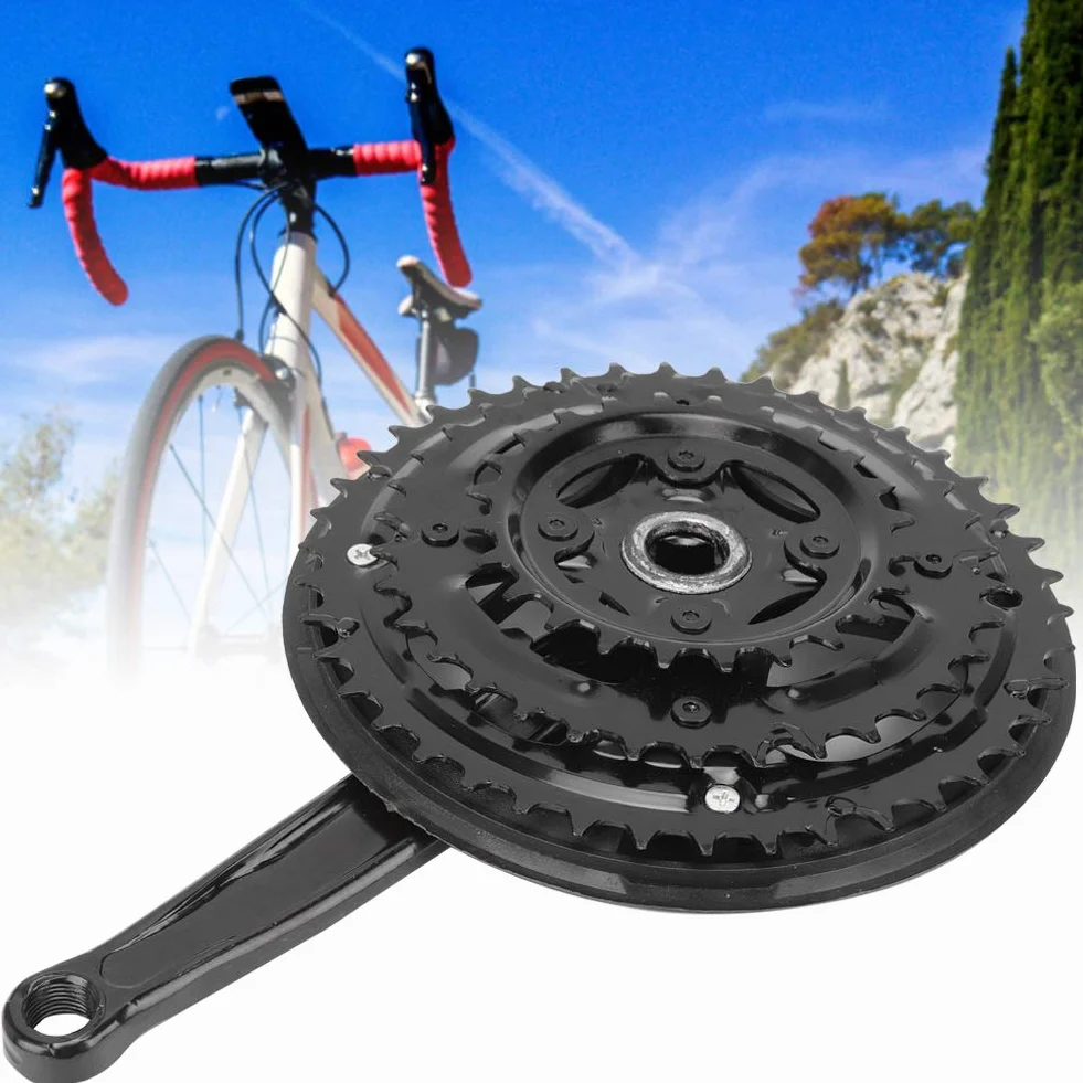 Keenso Korba korbowa ze stali wysokowęglowej, 24-34-42T zęby zestaw korbowy do roweru górskiego 170 mm do 21/24/27 prędkości rower górski elementy układu napędowego Rowery i części zamienne Rowery i