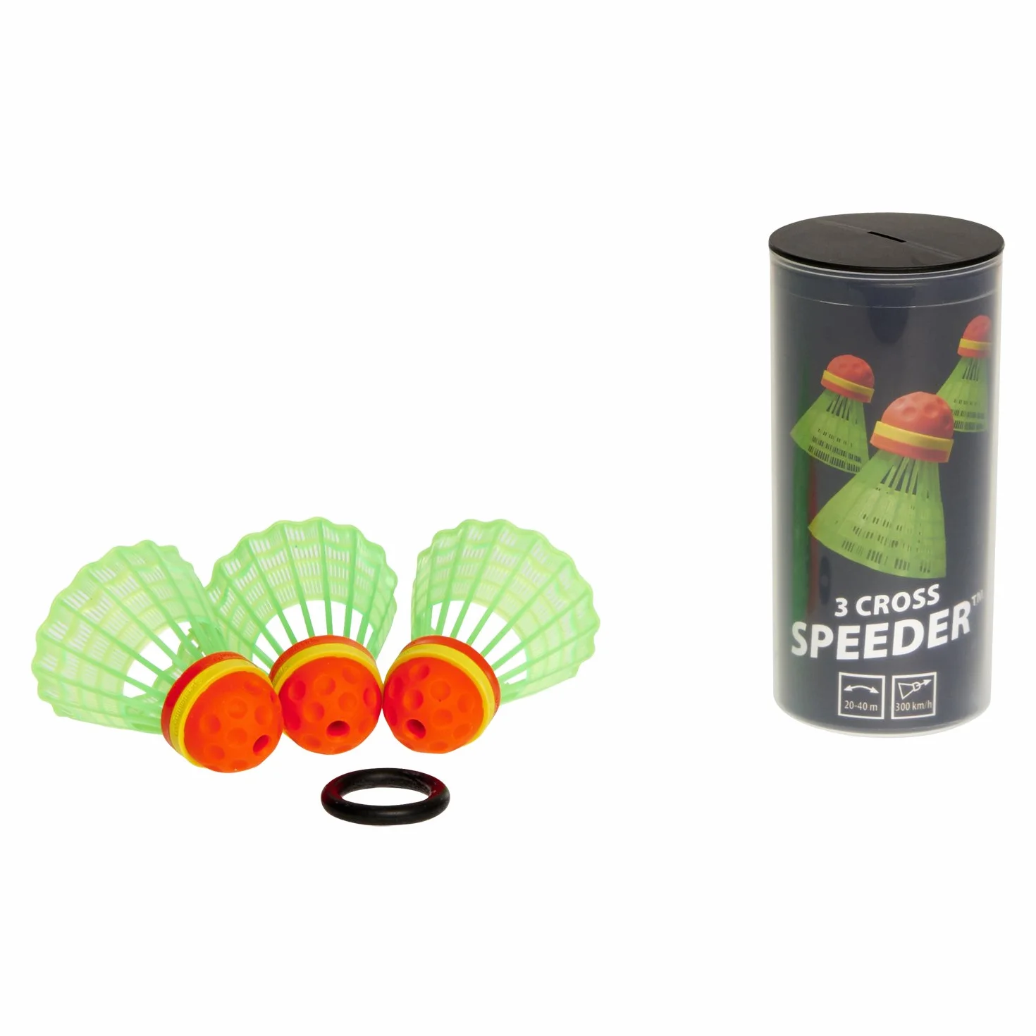 Speedminton CROSS Speeder – zestaw 3 sztuk Speed Badminton/Crossminton Outdoor Ball w zestawie z pierścieniem przeciwwiatrowym