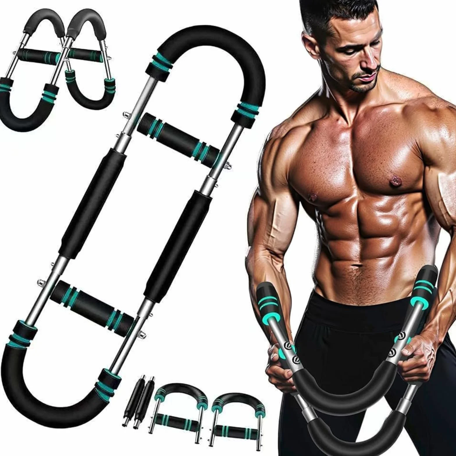 Regulowany Twister Arm Trainer w kształcie litery U do ćwiczeń klatki piersiowej, bicepsa, tricepsa i pleców - trójpoziomowy wzmacniacz przedramion