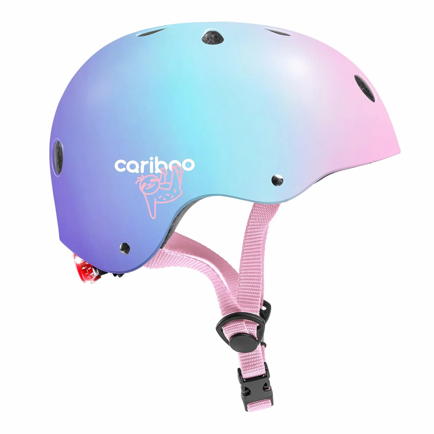 Cariboo Kask Rowerowy Dla Dzieci 48-52 cm LED Tęczowy