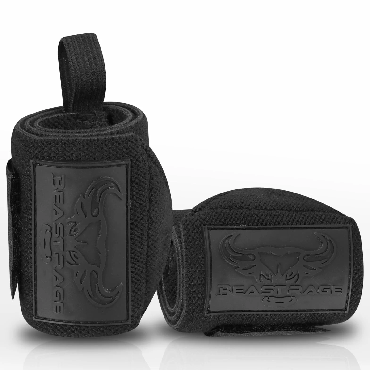 BEAST RAGE Opaski na nadgarstki do podnoszenia ciężarów UP3 Full Black Wraps