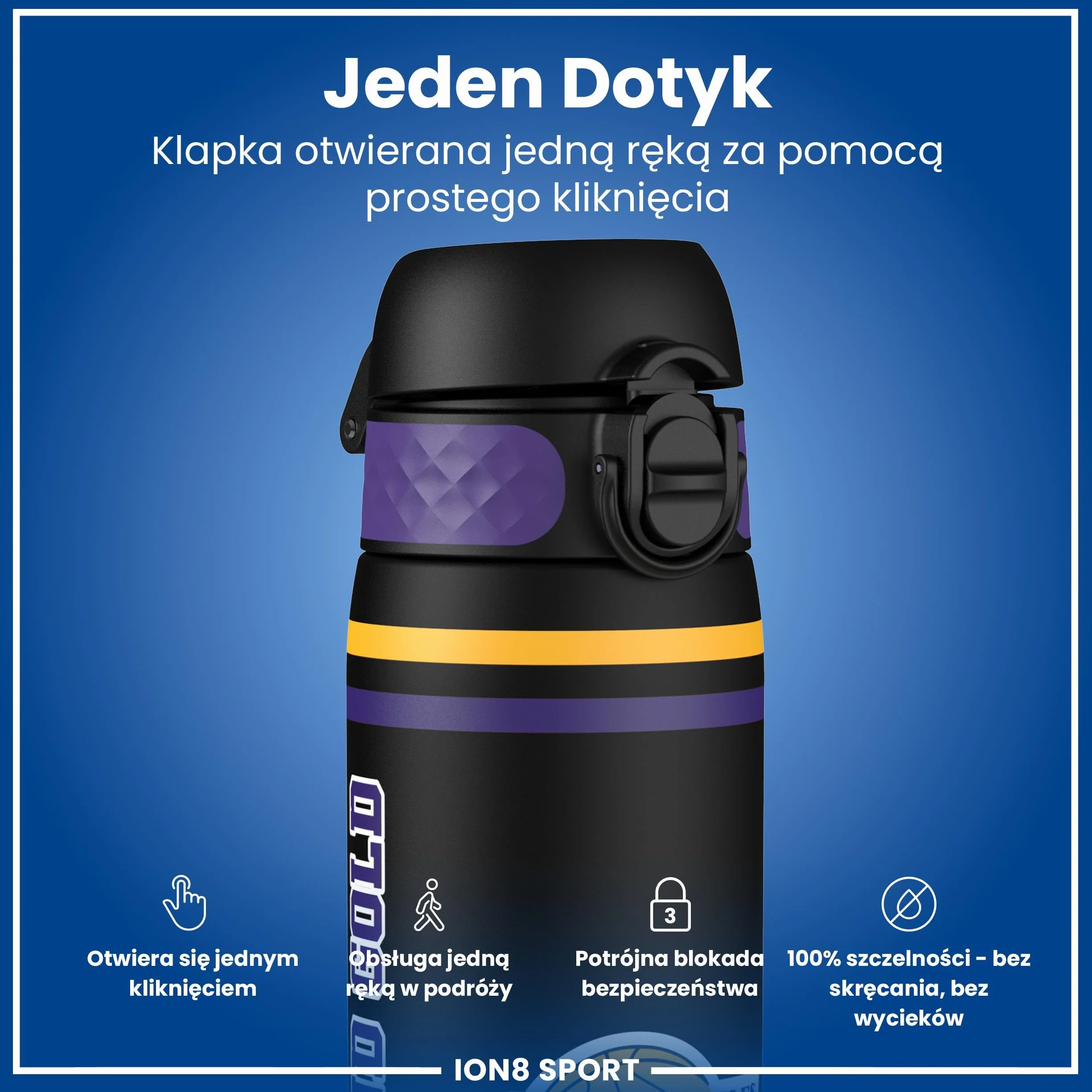NBA Los Angeles Lakers Butelka na Wodę 500 ml Szczelna Bez BPA Łatwe Otwieranie