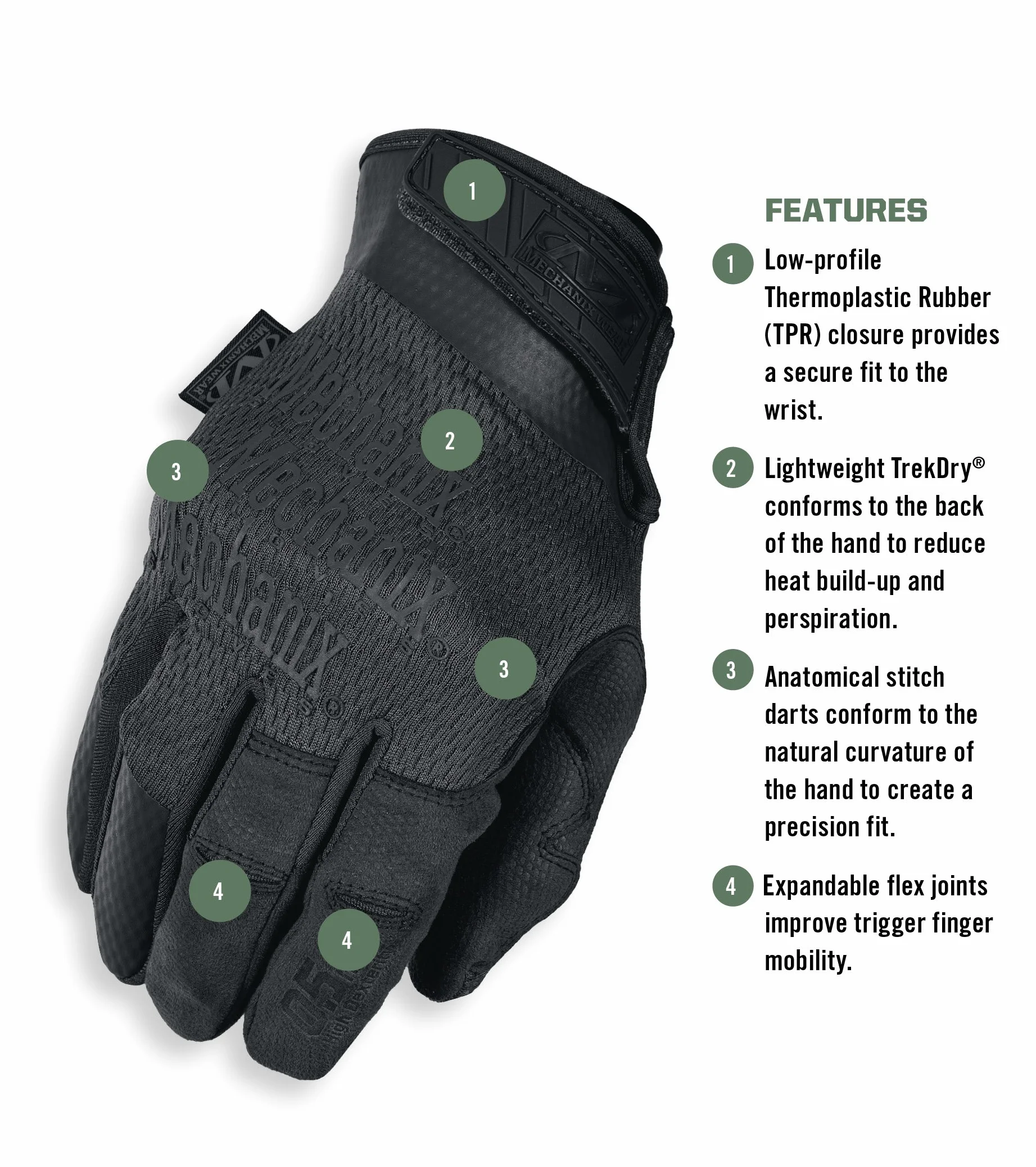Mechanix Wear - High MSD-55-010 Dexterity Covert Gloves (duże, czarne)