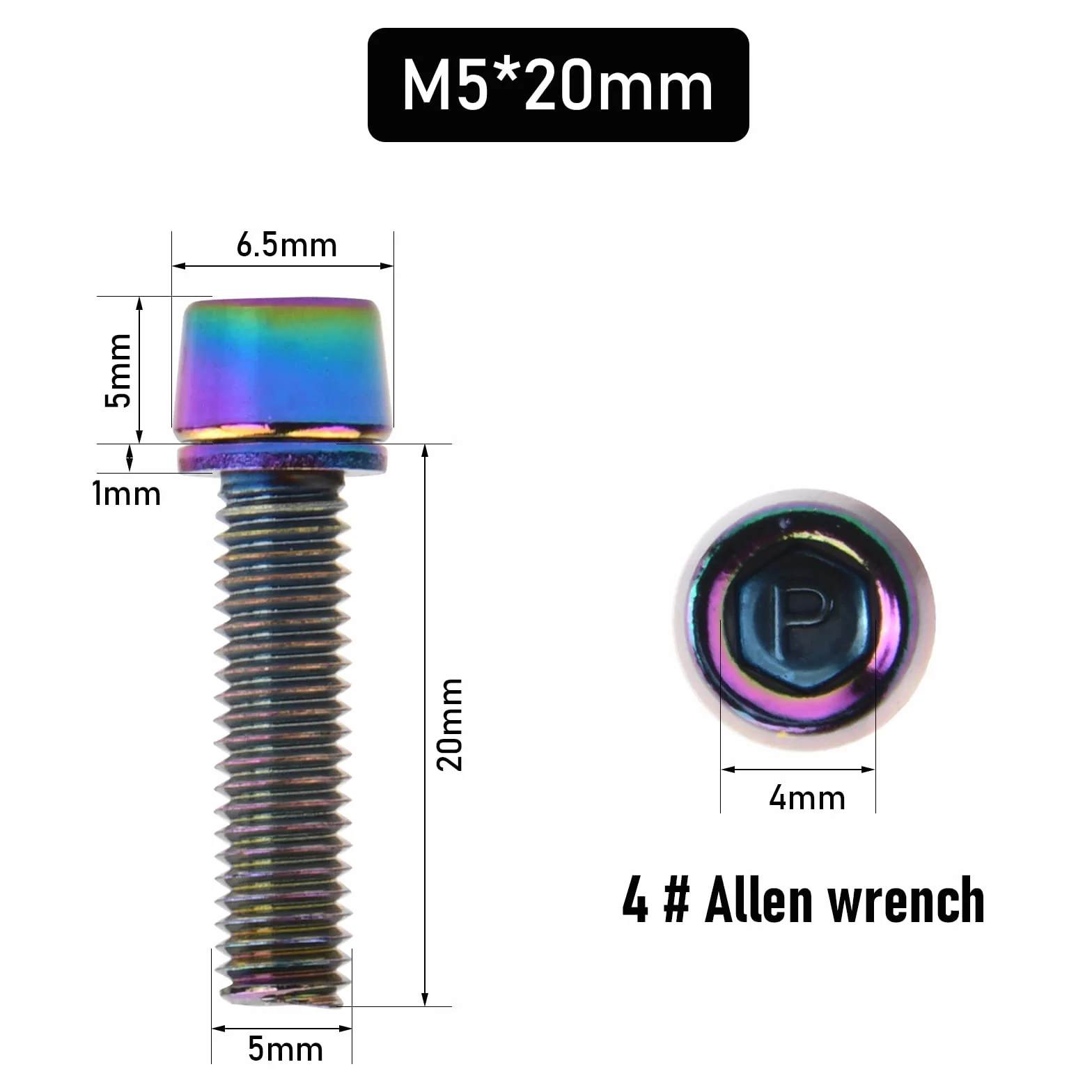 Śruby do mostka rowerowego M5 x 20 mm z podkładkami, śruby stożkowe do roweru górskiego (czarne)