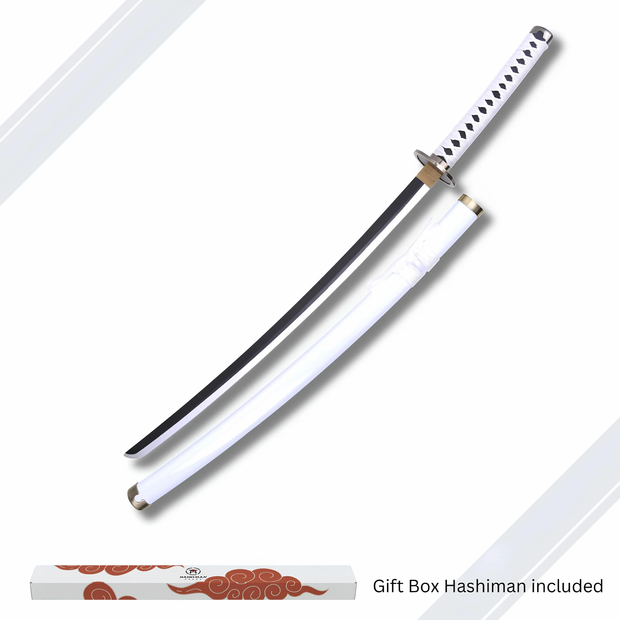 Katana One Piece – miecz manga + uchwyt na miecz drewniany + pasek – Samuraj Catana Cosplay Anime - drewniany miecz dla dzieci i dorosłych – dekoracyjny kostium ninja szabla