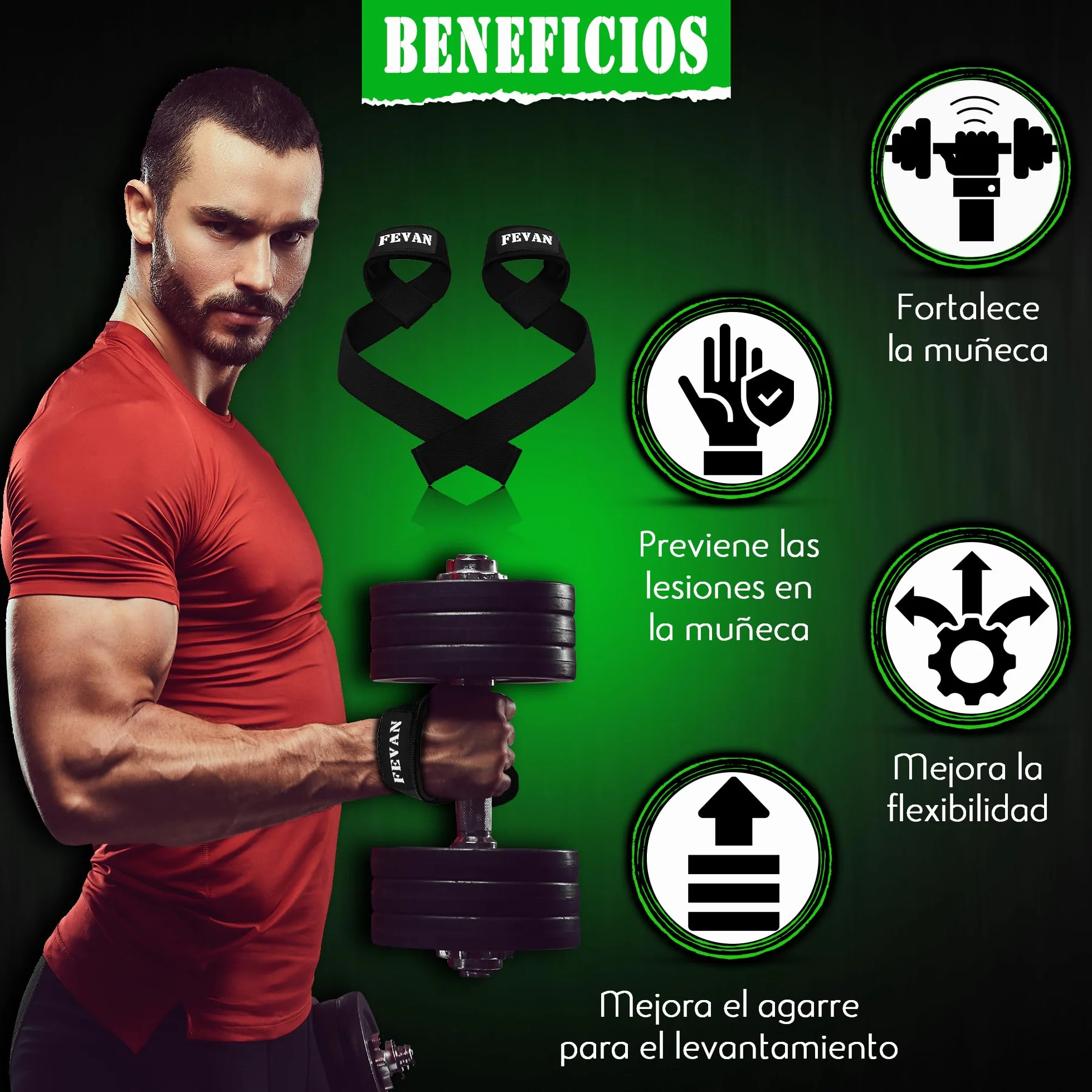 FEVAN Straps Gym - Podnoszenie ciężarów - Paski do podnoszenia ciężarów - Podnoszenie ciężarów - Chwyt Siłowni - Paski do podnoszenia ciężarów dla kobiet i mężczyzn