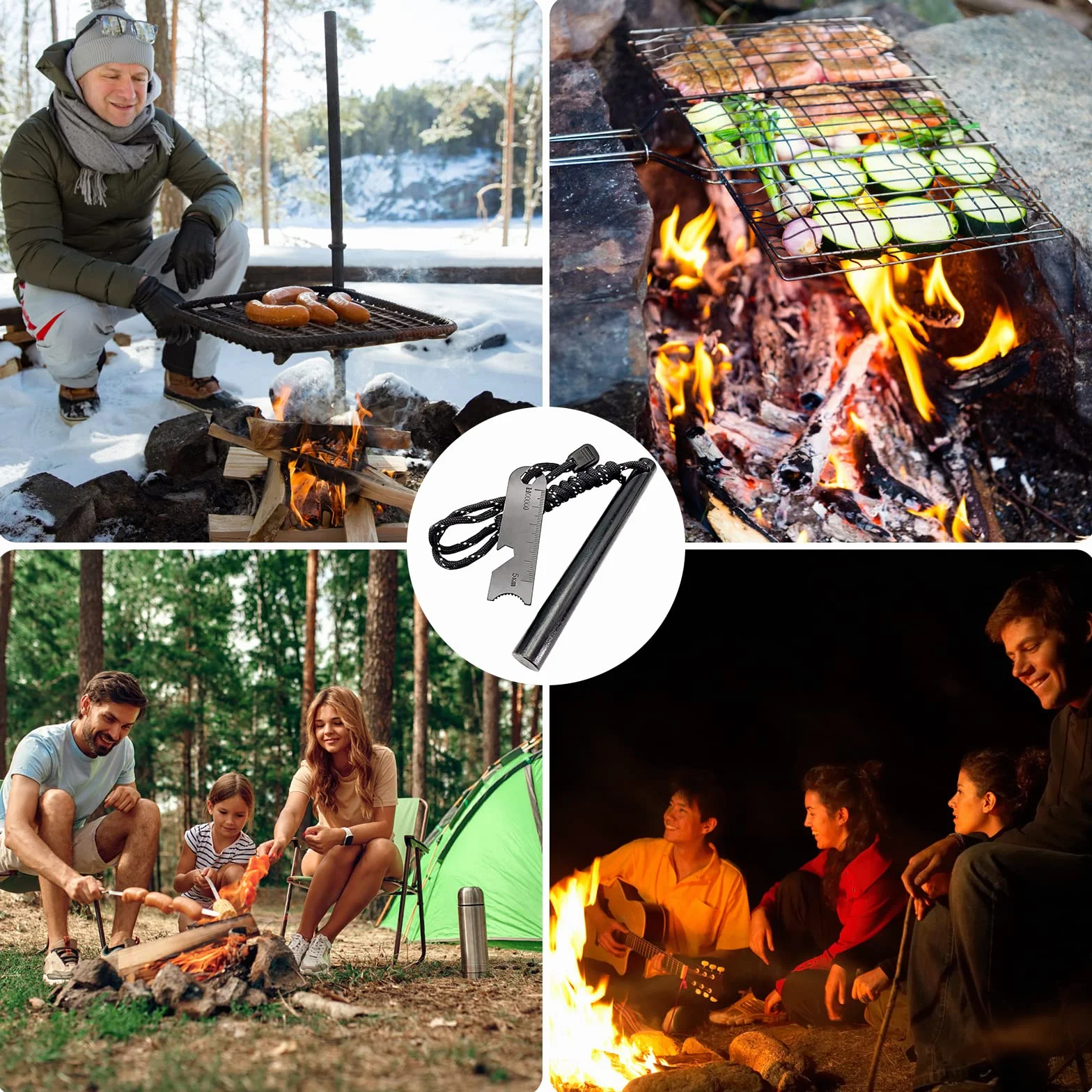 Newaner Magnesium Fire Starter XXL kijek ze stali stopowej z skrobakiem ze stali paracord, rozrusznik survivalowy, na kemping, do aktywności na świeżym powietrzu