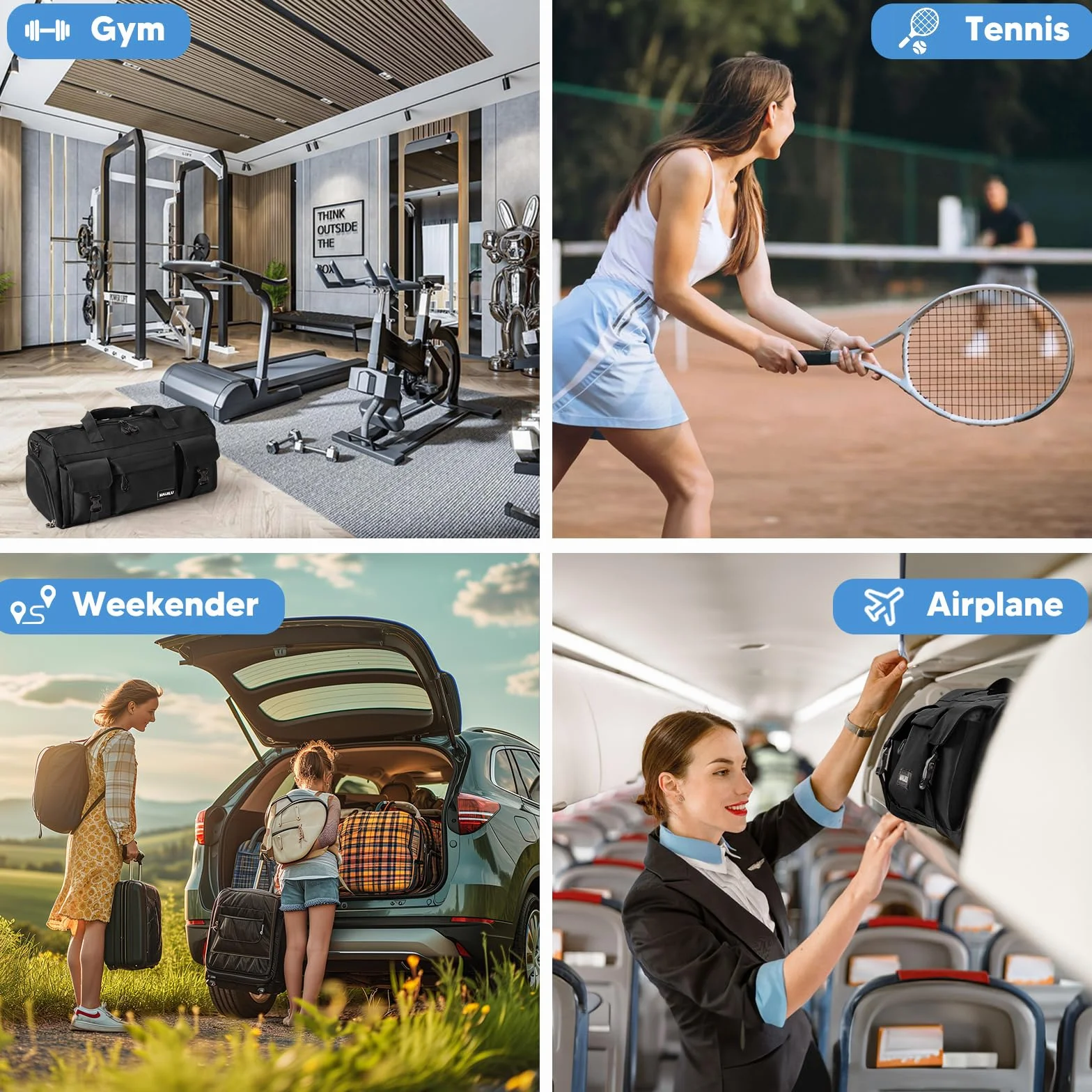 Torba Sportowa dla Mężczyzn i Kobiet Torba Treningowa Torba na Siłownię z Funkcją Plecaka Torba Fitness Podróżna z Kieszenią na Buty i Kieszenią na Mokro Torba Weekendowa Duffel Bag-UN