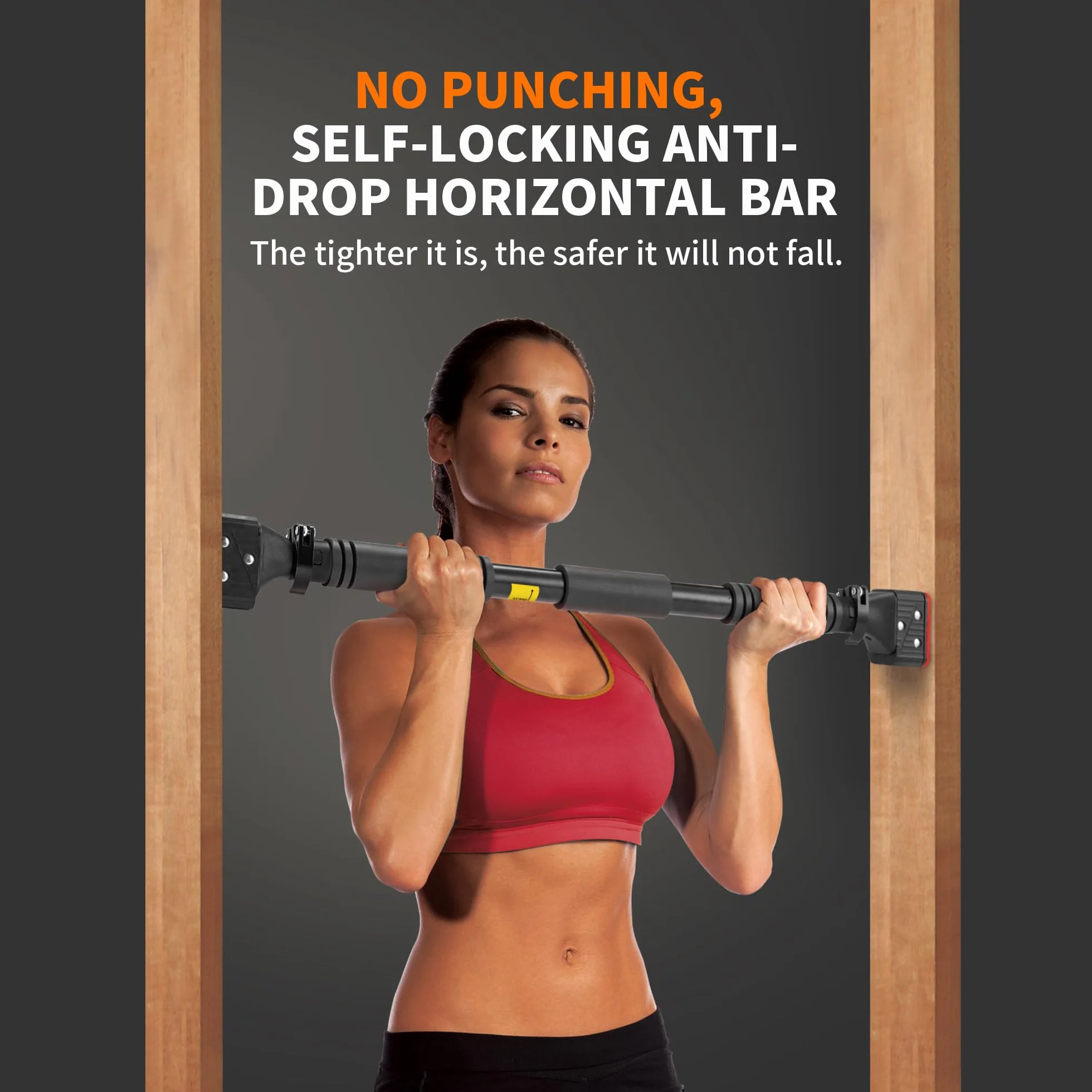 leikefitness Drążek do podciągania do ościeżnicy Drążek do chin-up do ościeżnicy Drążek do treningu górnej części ciała Regulowane przenośne drążki do podciągania Drążki bez śrub - Regulowana