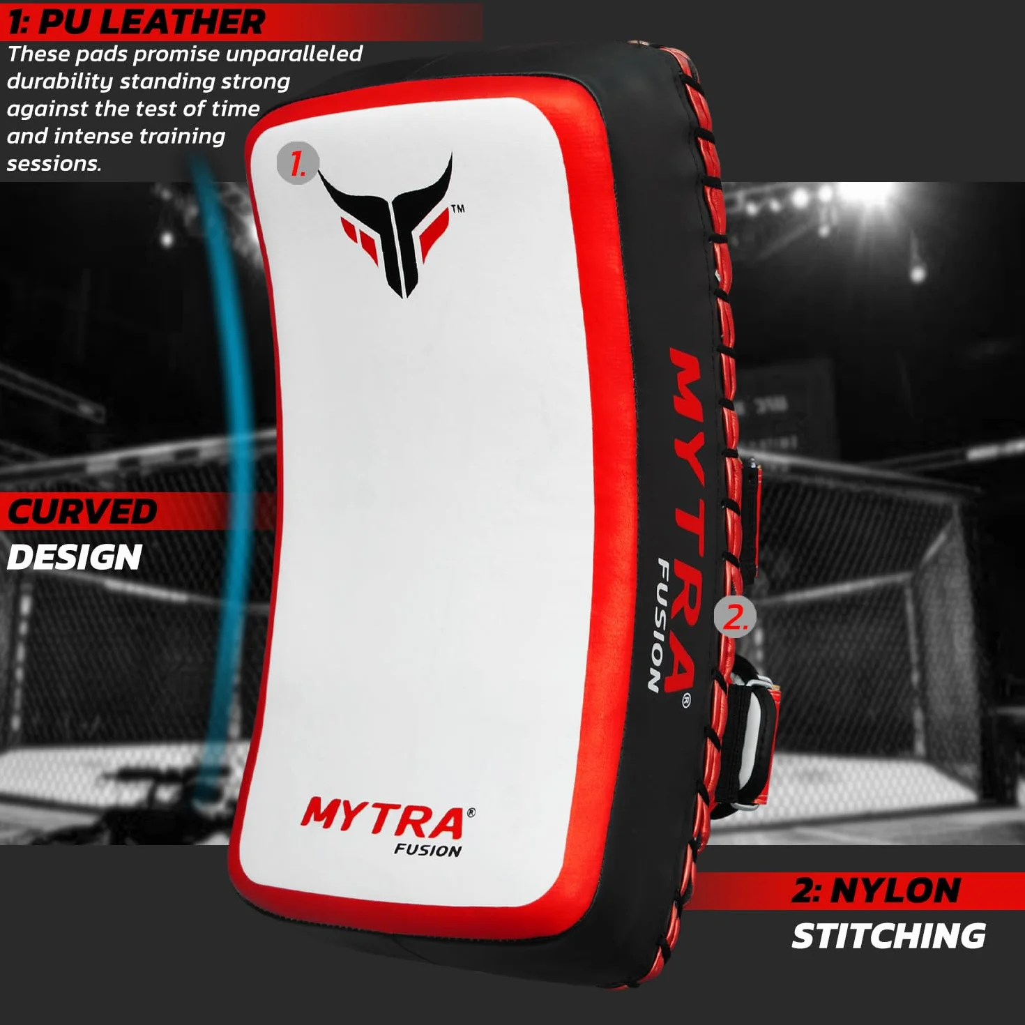 Mytra Fusion Muay Thai Pads Curved Boxing Pads - tajskie ochraniacze do boksu, kickboxingu, MMA, karate, taekwondo, treningów i sztuk walki.