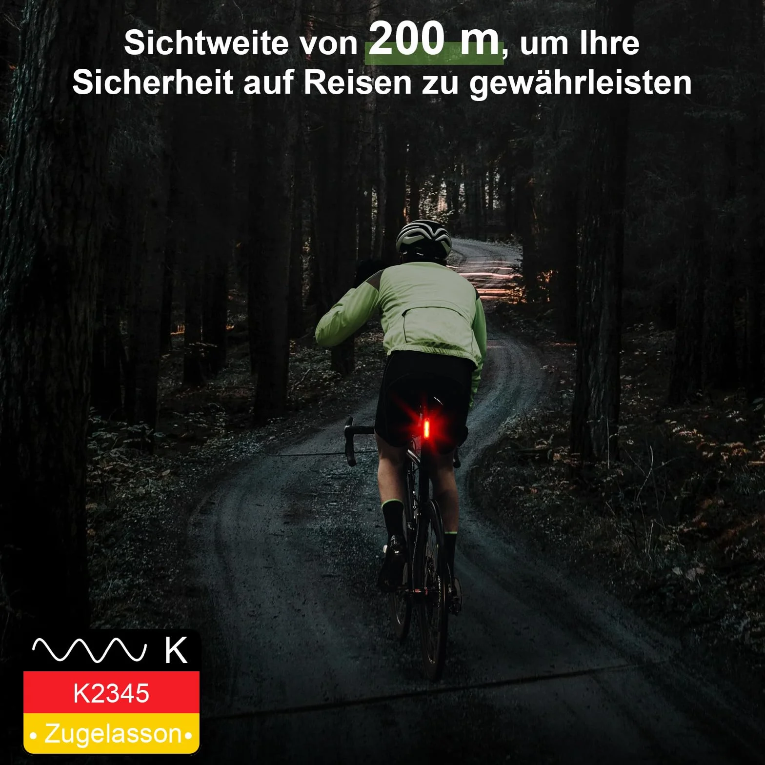 toptrek Tylne światło rowerowe LED 200 m IPX5 dopuszczone do ruchu drogowego