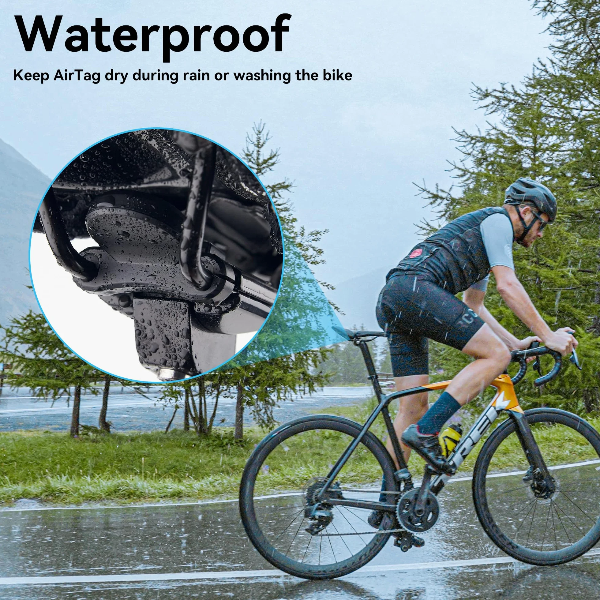 Uchwyt rowerowy do AirTag, ukryty uchwyt rowerowy AirTag na siodełku rowerowym, ochrona przed kradzieżą, ochrona przed kradzieżą, kompatybilny z rowerem górskim