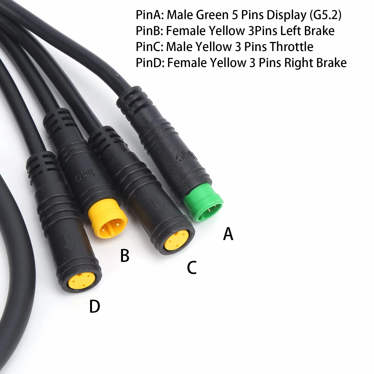 Kabel Rowerowy 1T4 dla BBS01/BBS02, Wodoodporny Przew¨®d z Nylonu, 103 cm, Kompatybilny z Wy?wietlaczem, Manetk? Gazu i D?wigni? Hamulca do Silnika Centralnego