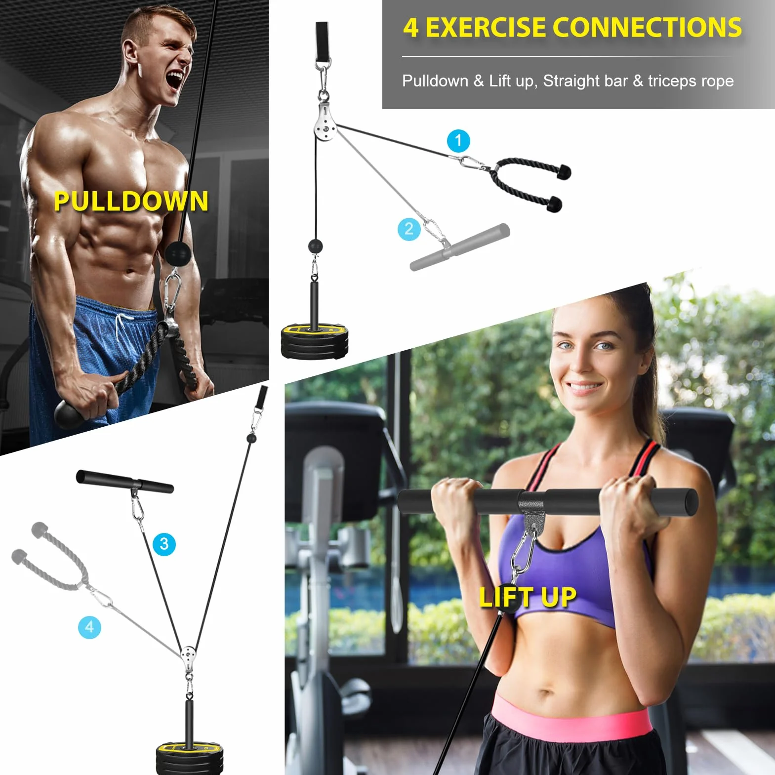 System koła pasowego do domu, siłownia, system Lat Pull Down Pulley, mocowania maszyn kablowych do LAT Pull Down, trening ramion i ramion
