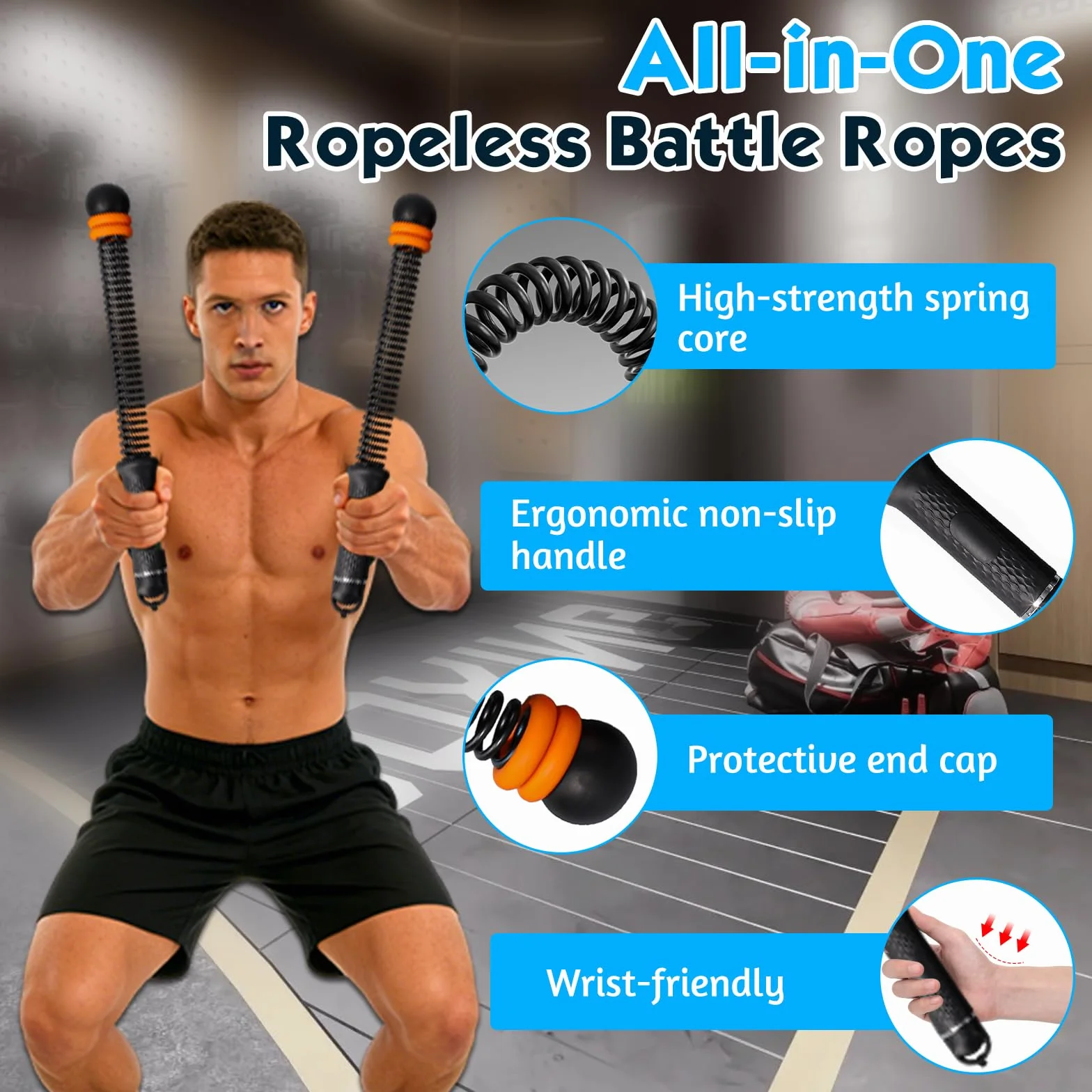 TOGETDREAM Battle Rope regulowana linka walki przenośna obciążona lina sprzęt do treningu całego ciała