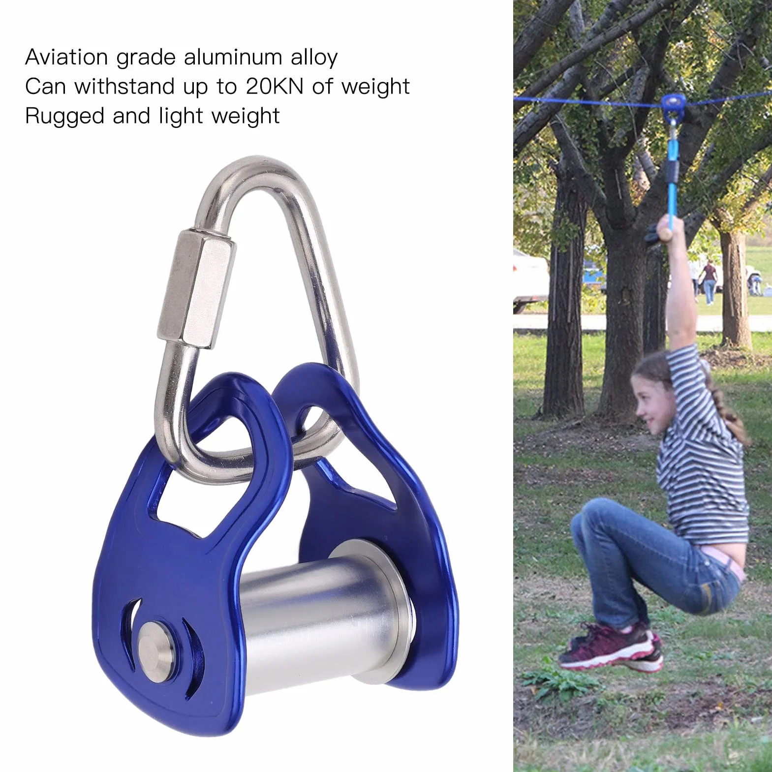 RiToEasysports Kółko do slackline ze stopu aluminium dla dorosłych dzieci, bloczek sportowy Zipline na świeżym powietrzu, łatwe przesuwanie, wszechstronne zastosowanie