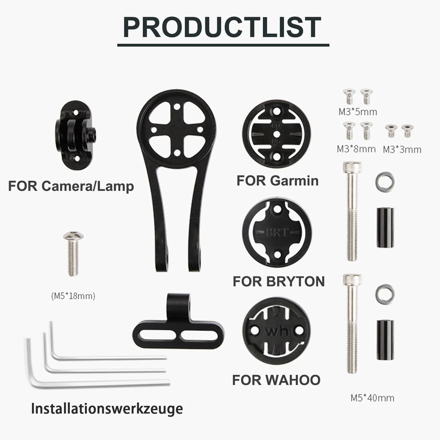 Regulowany uchwyt na komputer rowerowy do roweru szosowego (stop aluminium) Kompatybilny z Garmin Edge, Wahoo Elemnt, Bryton, Cateye, kamerą GoPro i lampą (Czarny)