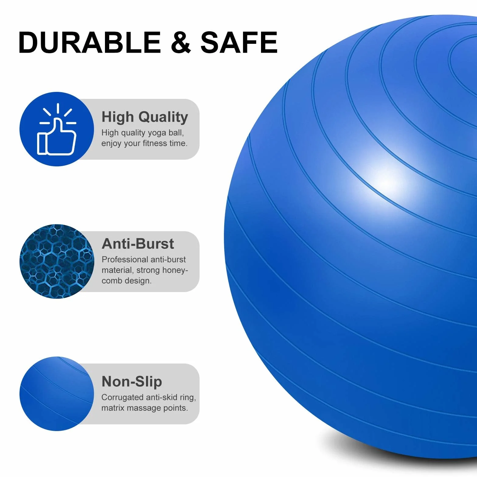 flintronic 85 cm piłka fitness, odporna na pękanie i stabilność, z pompką, narzędziem z nasadką i instrukcją do gimnastyki, jogi, ćwiczeń równowagi, treningu, fitnessu