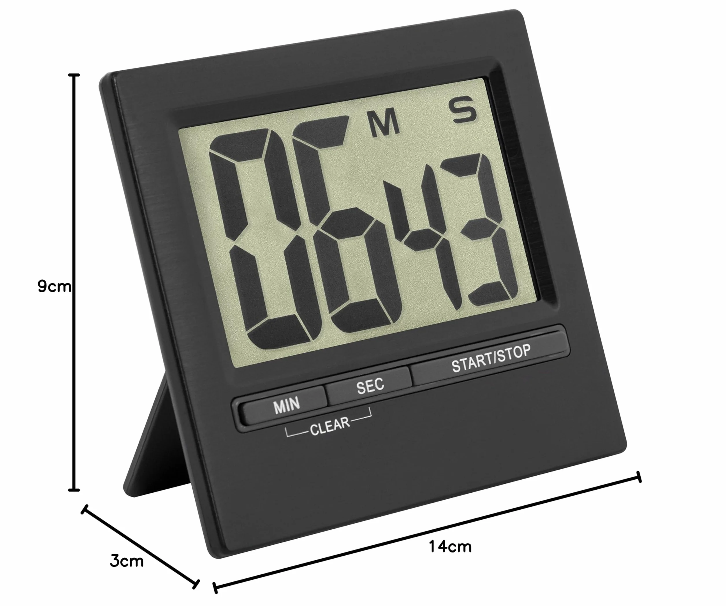 TFA Dostmann 38.2013.01 elektroniczny timer stoper czarny aluminium
