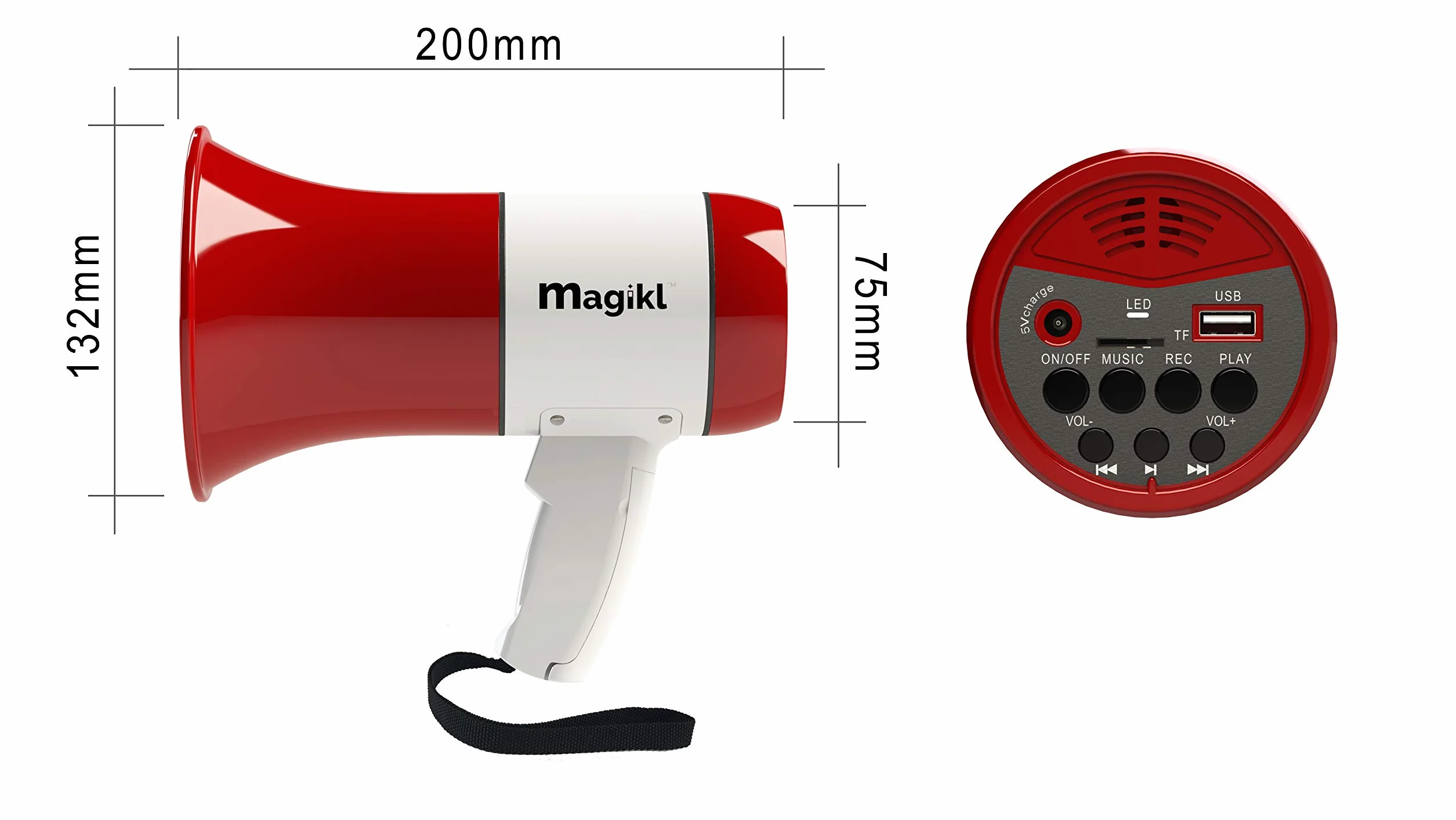Megafon głośnik z syreną MP3 nagrywanie akumulator litowy USB dla dzieci
