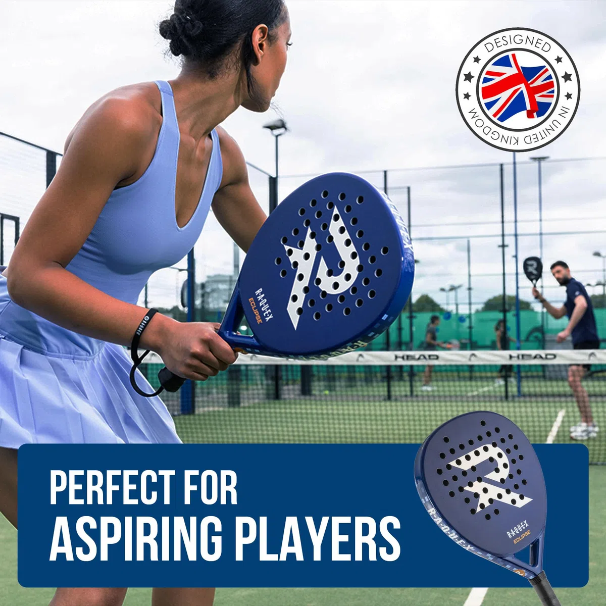 Raquex Eclipse Padel Rakieta - pełna karbonowa, przejściowa do pośredniej rakiety Padel dla kobiet i mężczyzn, 360 g - pianka Reactive ImpactCore EVA 15, system podwójnej rurki dla trwałości