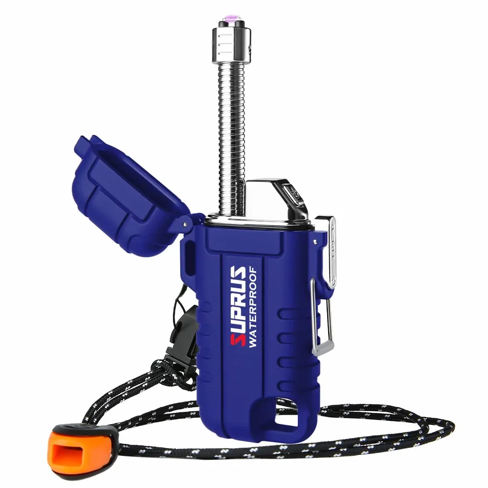 Suprus Wodoszczelna, wiatroodporna łukowa zapalniczka plazmowa USB-C do ponownego ładowania, z rozszerzalną i elastyczną szyjką, do użytku na zewnątrz, na kempingu, w kuchni
