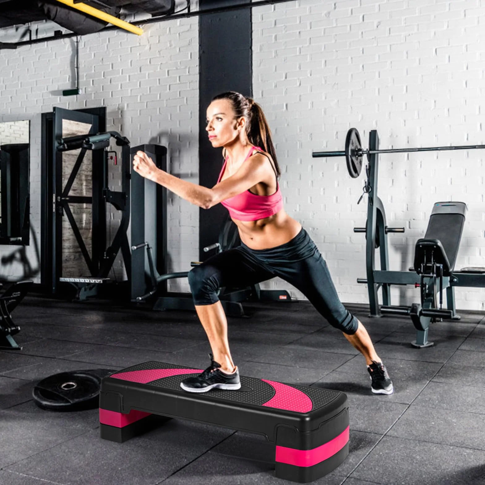 KOMFOTTEU Step fitness z regulacją wysokości w zakresie 10/15/21 cm, aerobik z odpinanymi nogami, platforma sportowa Stepper o pojemności do 250 kg, trening w domu i siłowni