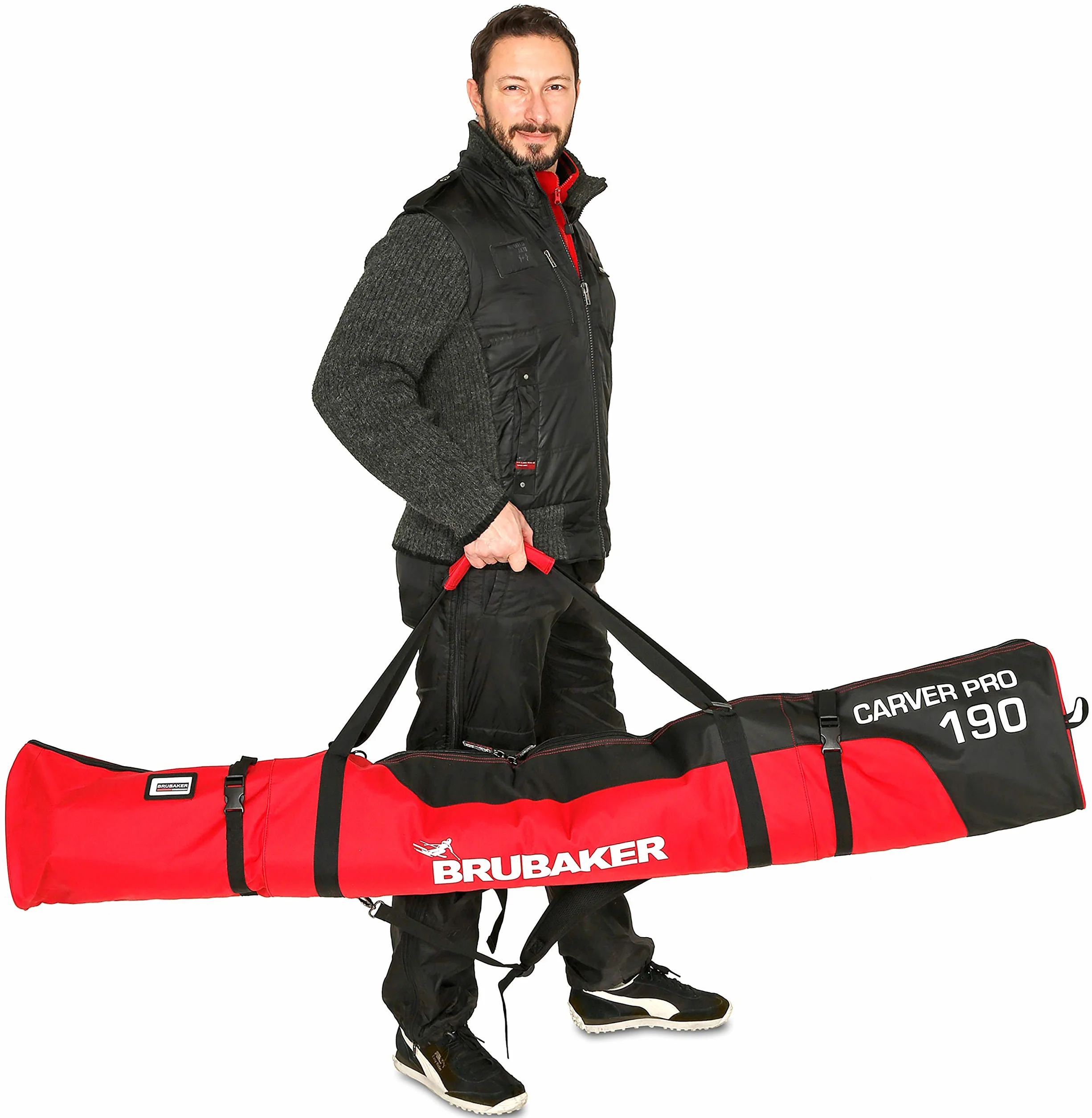 BRUBAKER HENRY Wyściełana torba narciarska Carver Pro z zamkiem błyskawicznym dostępna w 5 kolorach i 170 cm lub 190 cm