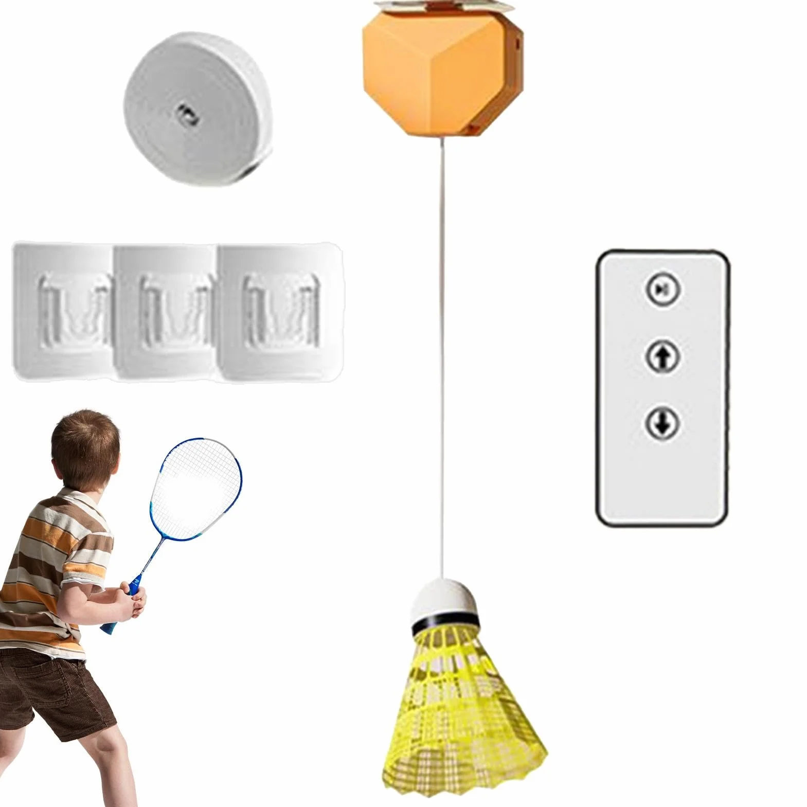 Badminton Rebound Practice Kit Single Player Trainer Portable with 6 Shuttlecocks Elastic Cord