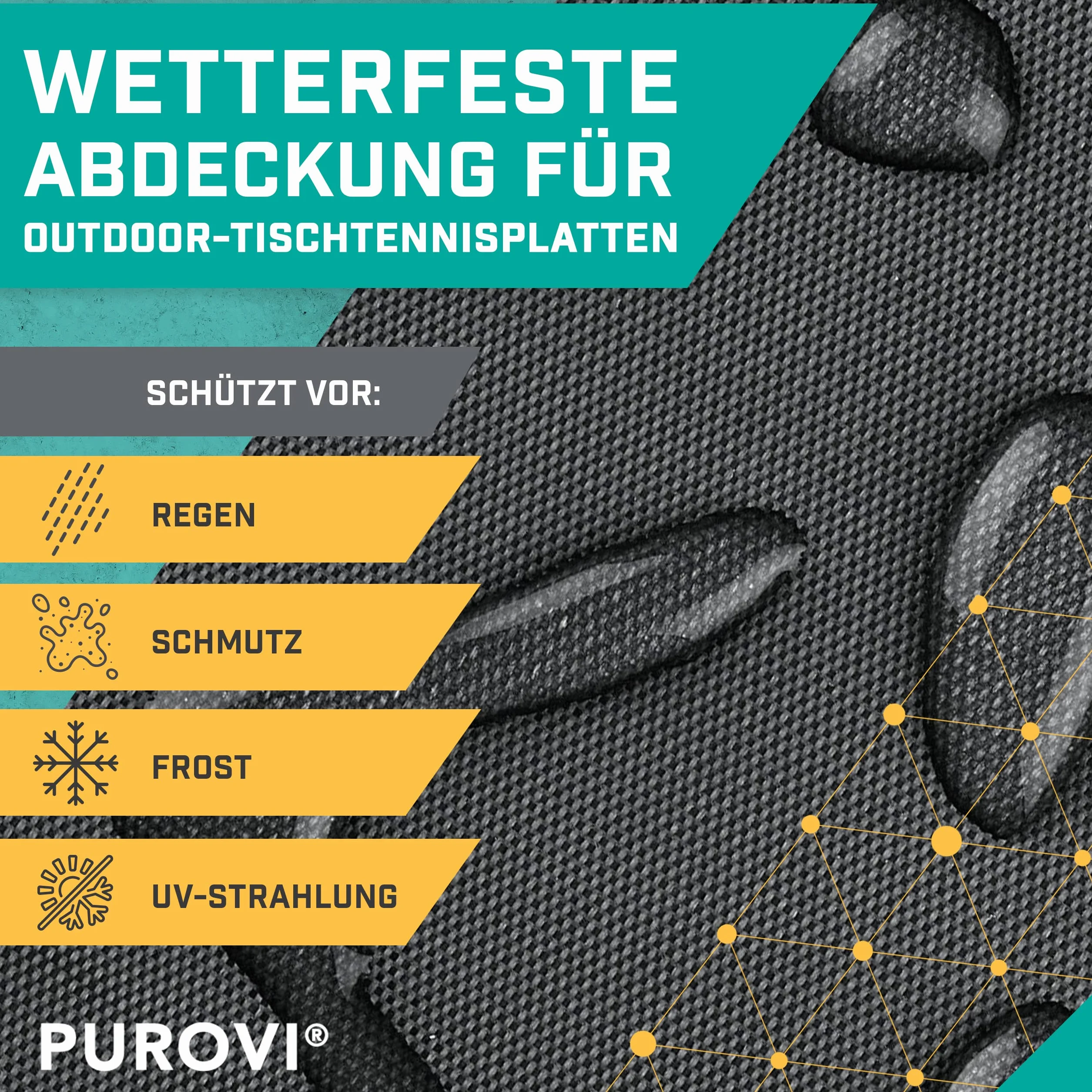 Pokrowiec ochronny na stół do tenisa stołowego | Pokrycie z tkaniny Oxford | Ochrona przed warunkami atmosferycznymi | Wodoszczelny | Ochrona przed promieniowaniem UV | Wymiary 165 x 70 x 185 cm