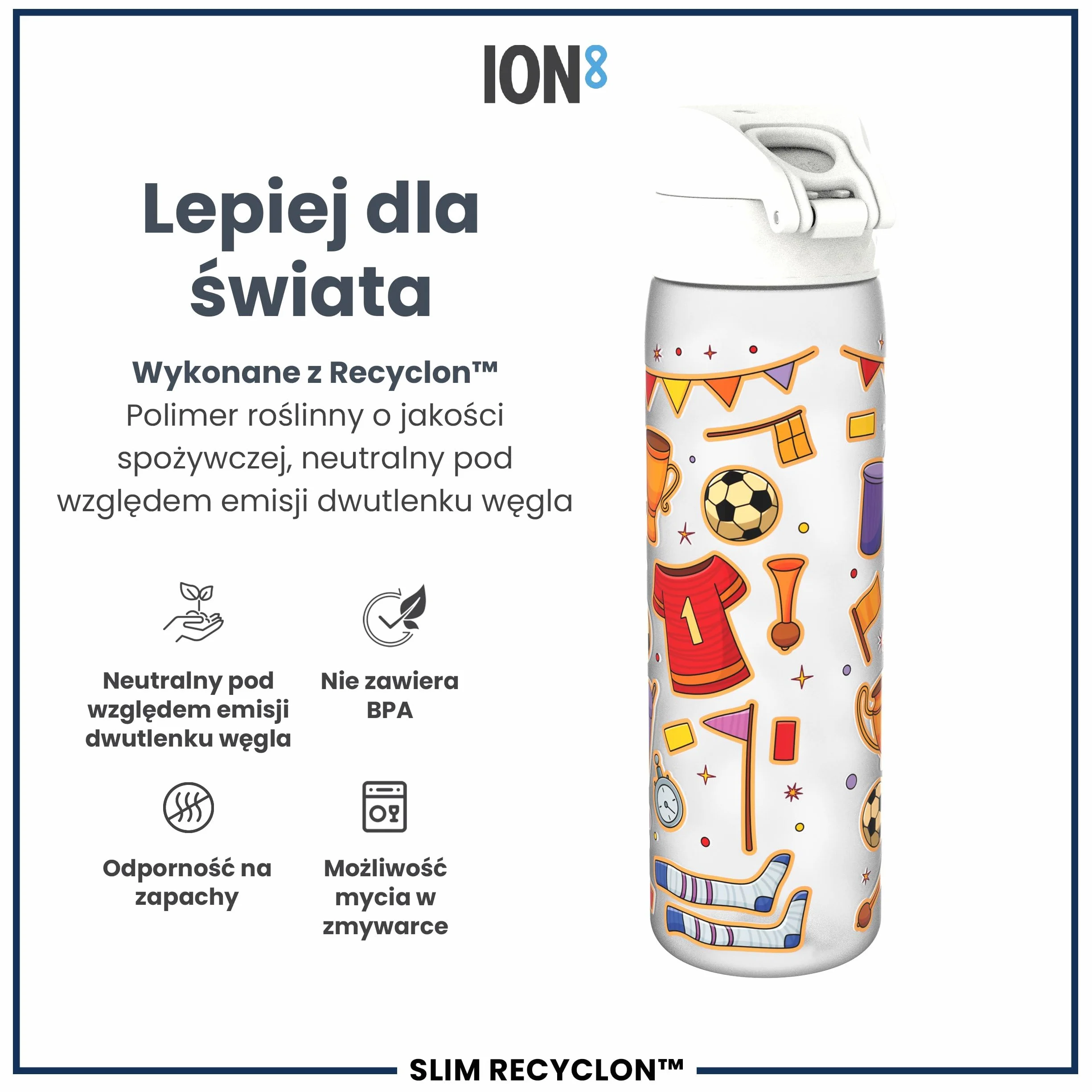 ION8 Butelka na Wodę 500 ml Szczelna Bez BPA Łatwe Czyszczenie