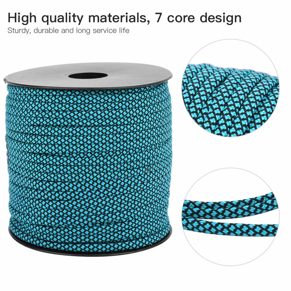 MAGT Core Paracord, 50 m, 4 mm grubości, 7-rdzeniowy, paracord, ratownictwo, smycz do namiotu, lina kempingowa, do plecionek bransoletek na zewnątrz, kolor niebieski