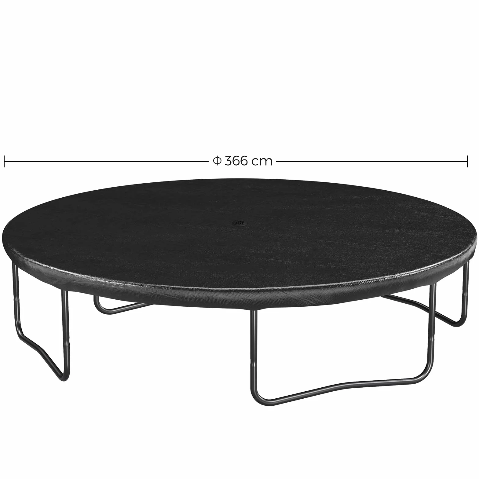 SONGMICS Osłona Ø 244 305 366 cm na trampolinę, plandeka z otworami odpływowymi, plandeka chroniąca przed słońcem, liśćmi, śniegiem i brudem, elastyczne taśmy i haczyki, czarna