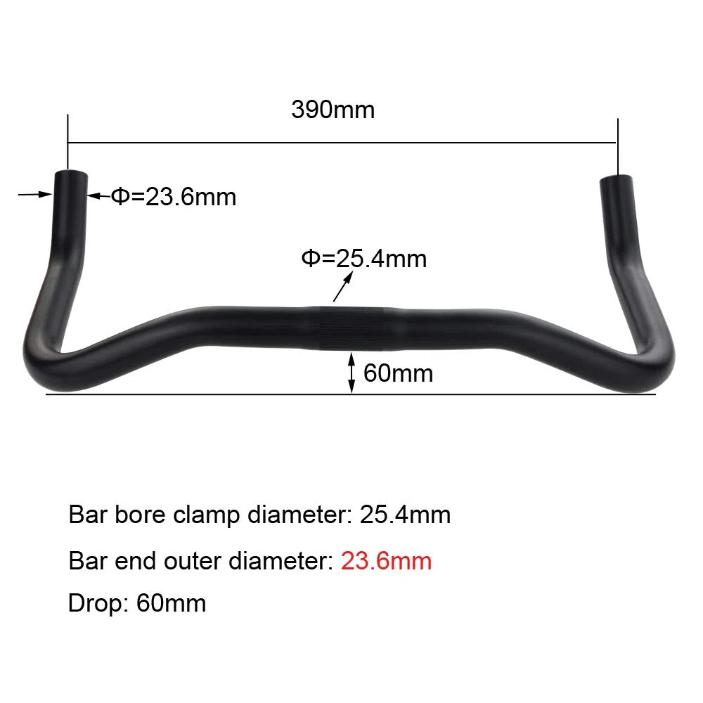 UPANBIKE Rower Bullhorn kierownica ze stopu aluminium 25,4 mm 390 mm do stałego biegu roweru szosowego