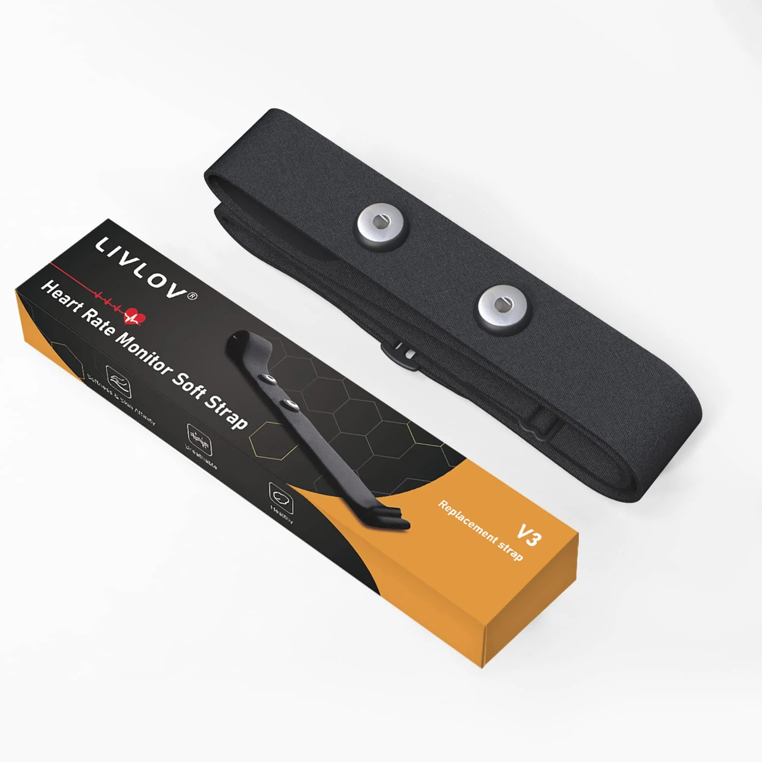 V3 Pasek wymienny do ANT+ i Bluetooth Polar H7, kompatybilny z Garmin, Wahoo i wieloma innymi producentami (rozstaw pętli 45 mm)