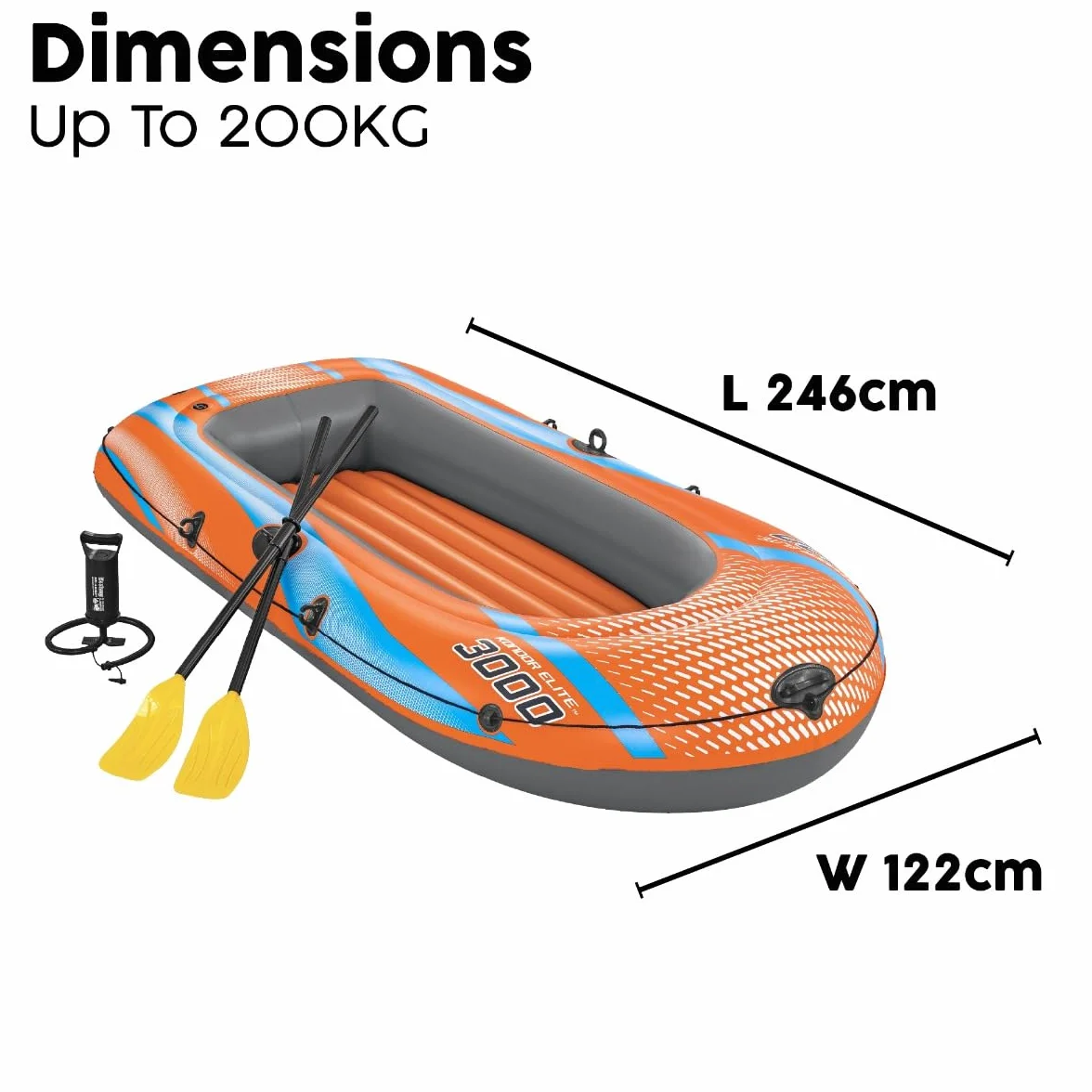 Bestway Kondor Elite 3000 nadmuchiwana łódź trzyosobowa 2,46 m x 1,22 m