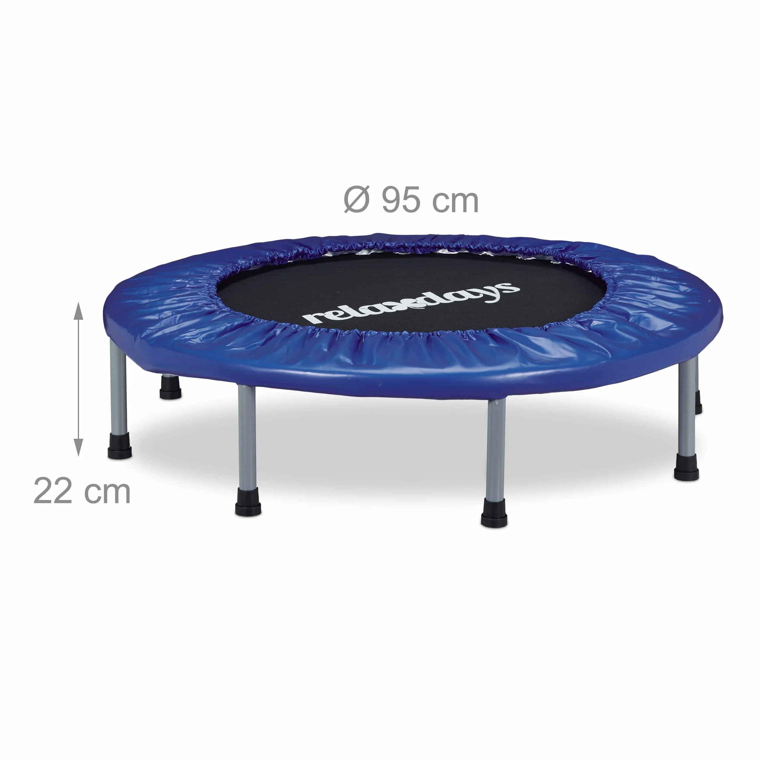 Relaxdays Składana trampolina fitness 22 x 95 x 95 cm 100 kg niebiesko-czarna