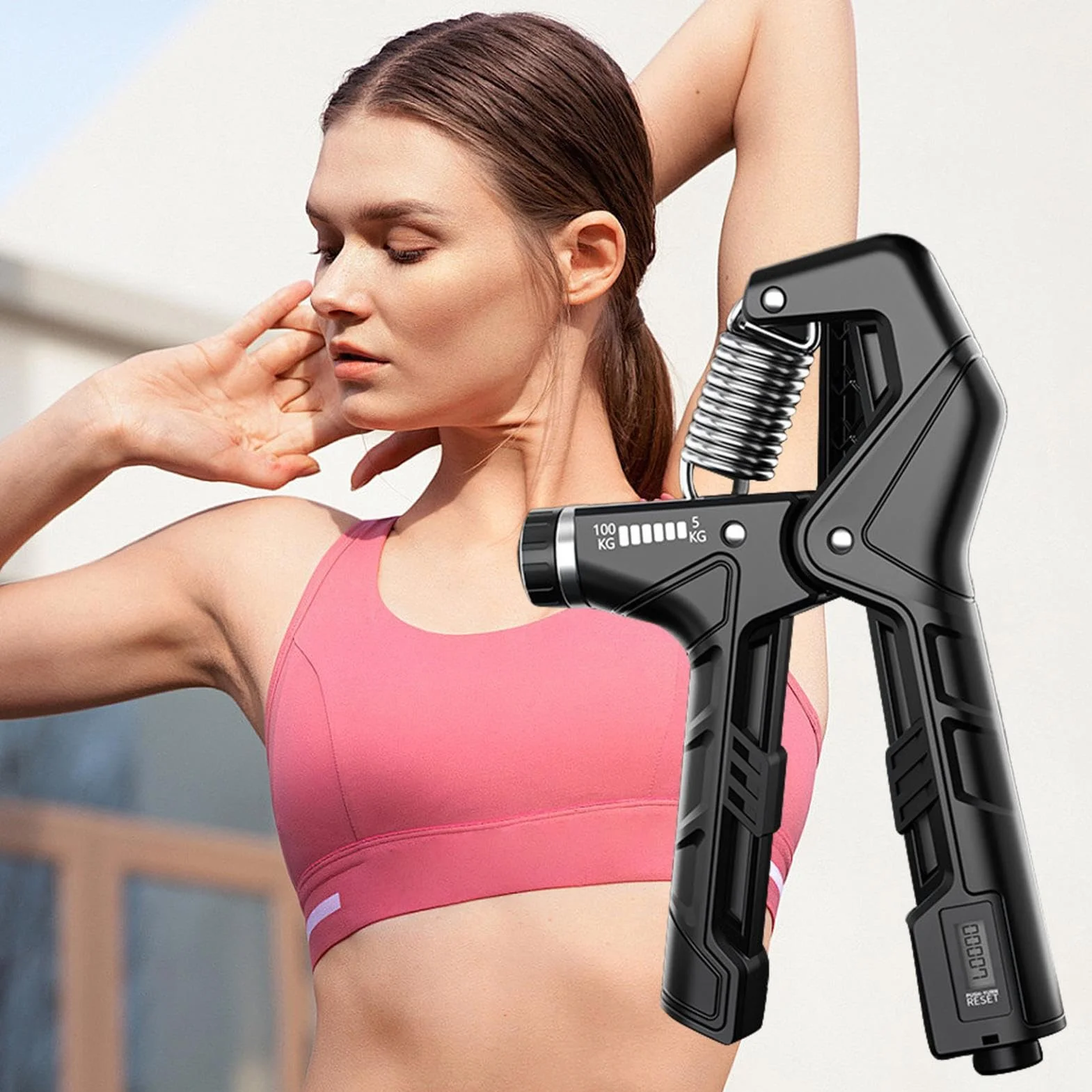 Hand Gripper, Adjustable Resistance Grip Strength Trainer, Portable Hand Exerciser, Ergonomic Anti-Slip Handle