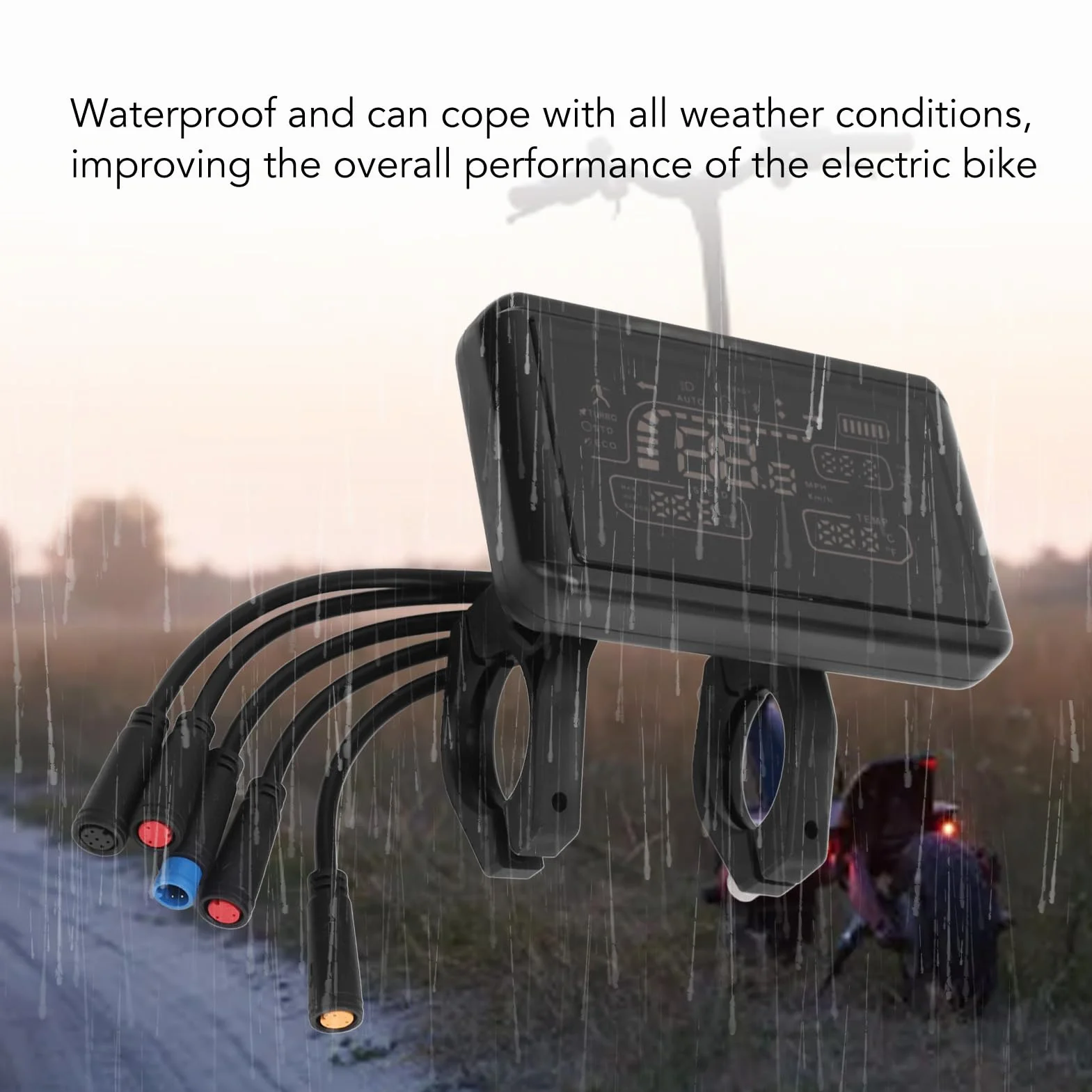 Wyświetlacz LCD Roweru Elektrycznego T4, Ekran Licznika Roweru Elektrycznego z Wyświetlaczem Akumulatora, Prędkościomierz, Licznik Kilometrów, Wodoodporne Złącze, Kontroler